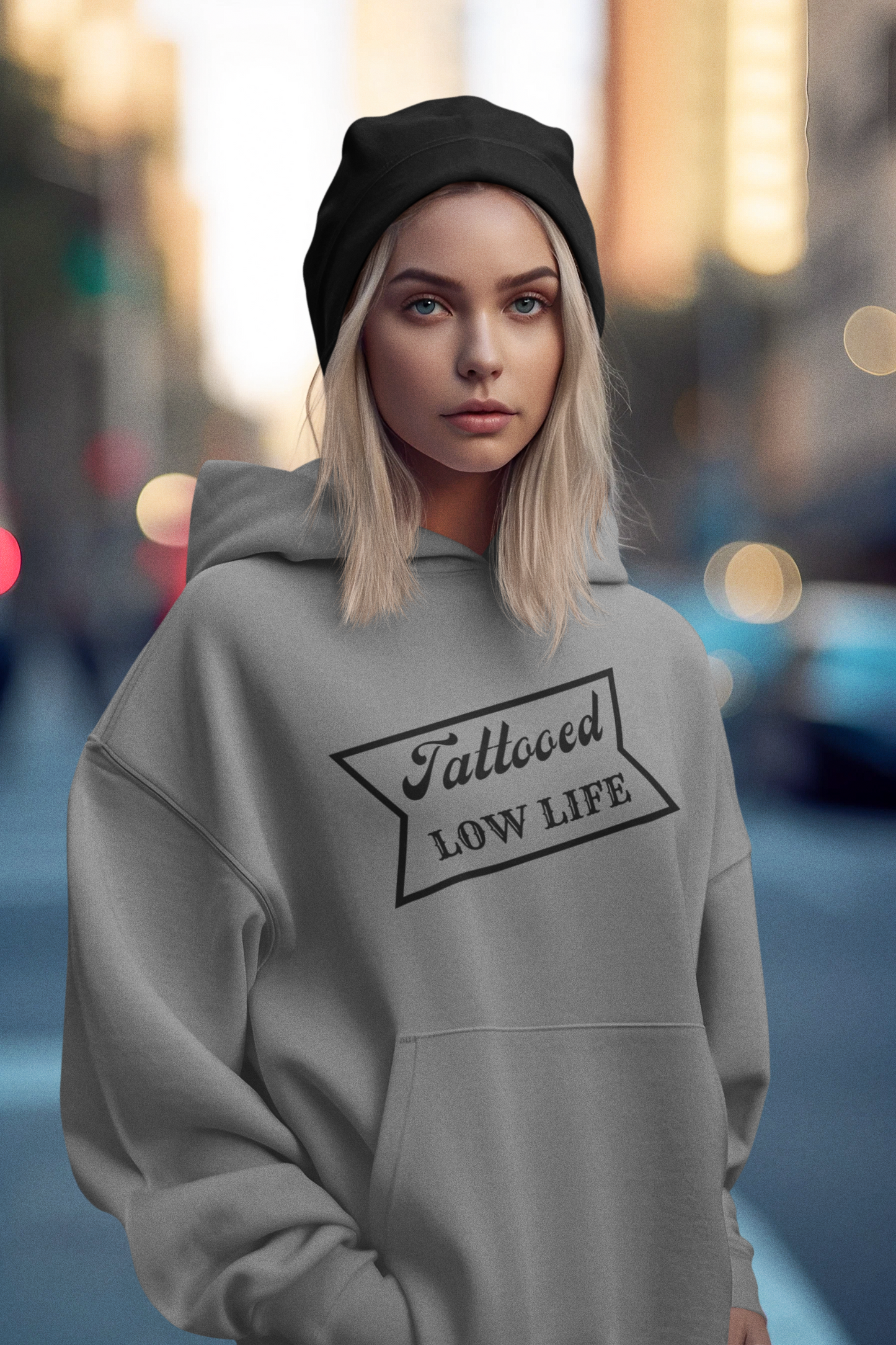Women's Tattooed Low Life Grey Hoodie