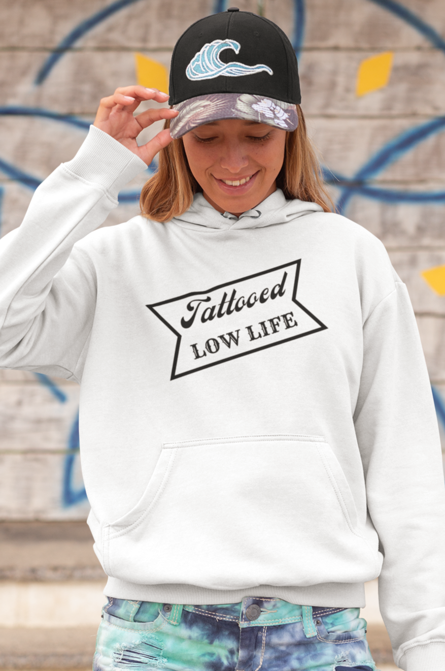 Women's Tattooed Low Life White Hoodie