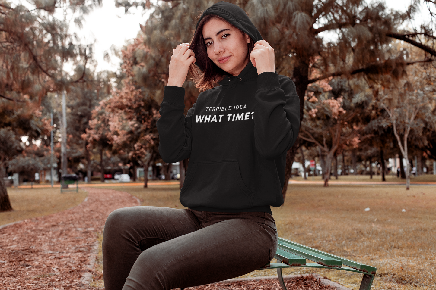 Women's Terrible Idea. What Time? Black Hoodie