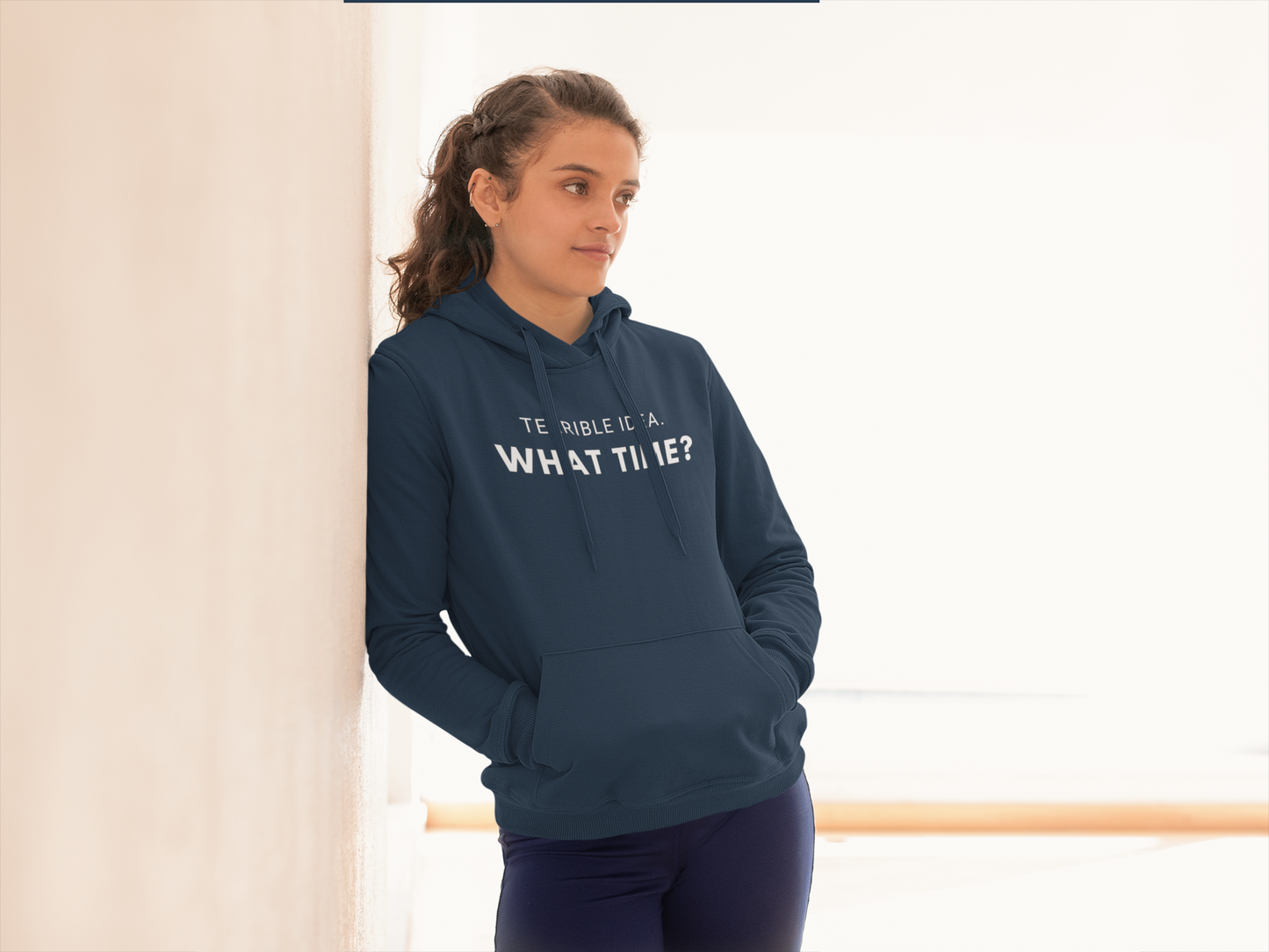 Women's Terrible Idea. What Time? Blue Hoodie