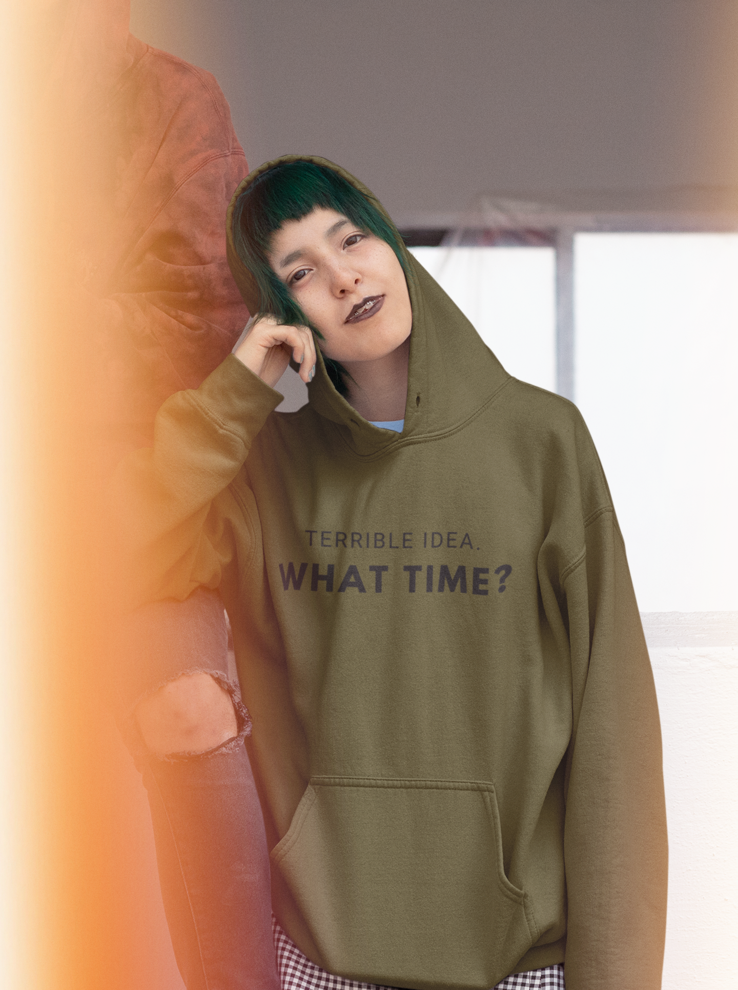 Women's Terrible Idea. What Time? Green Hoodie