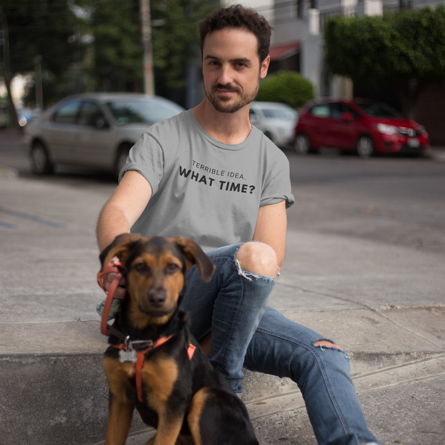 Men's Terrible Idea. What Time? Grey T-Shirt