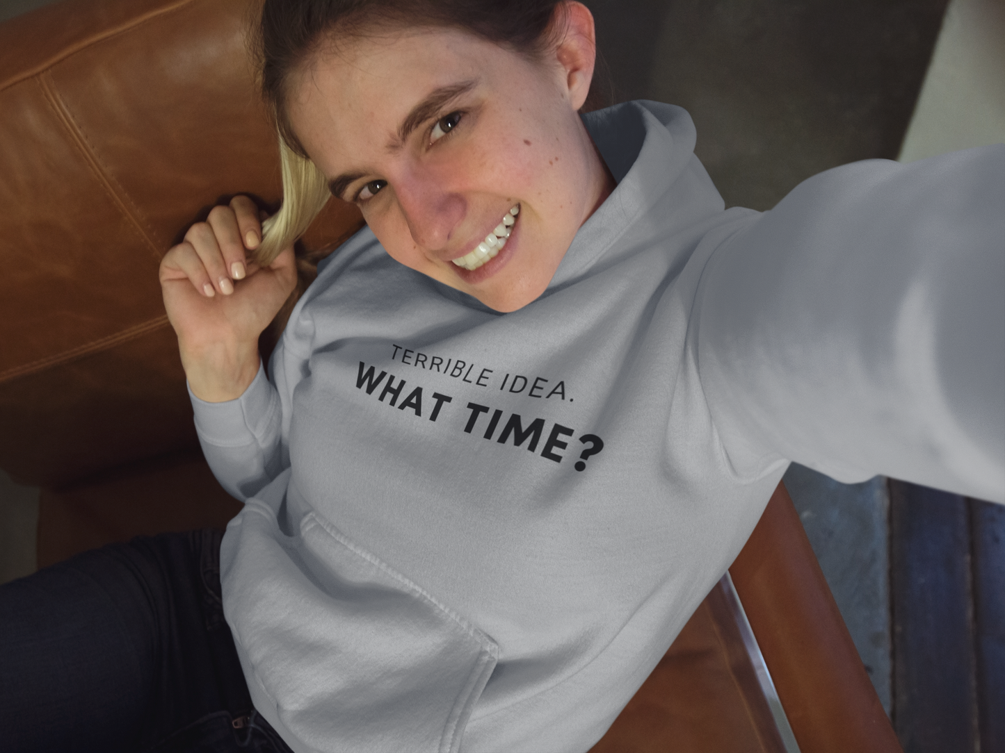 Women's Terrible Idea. What Time? Grey Hoodie