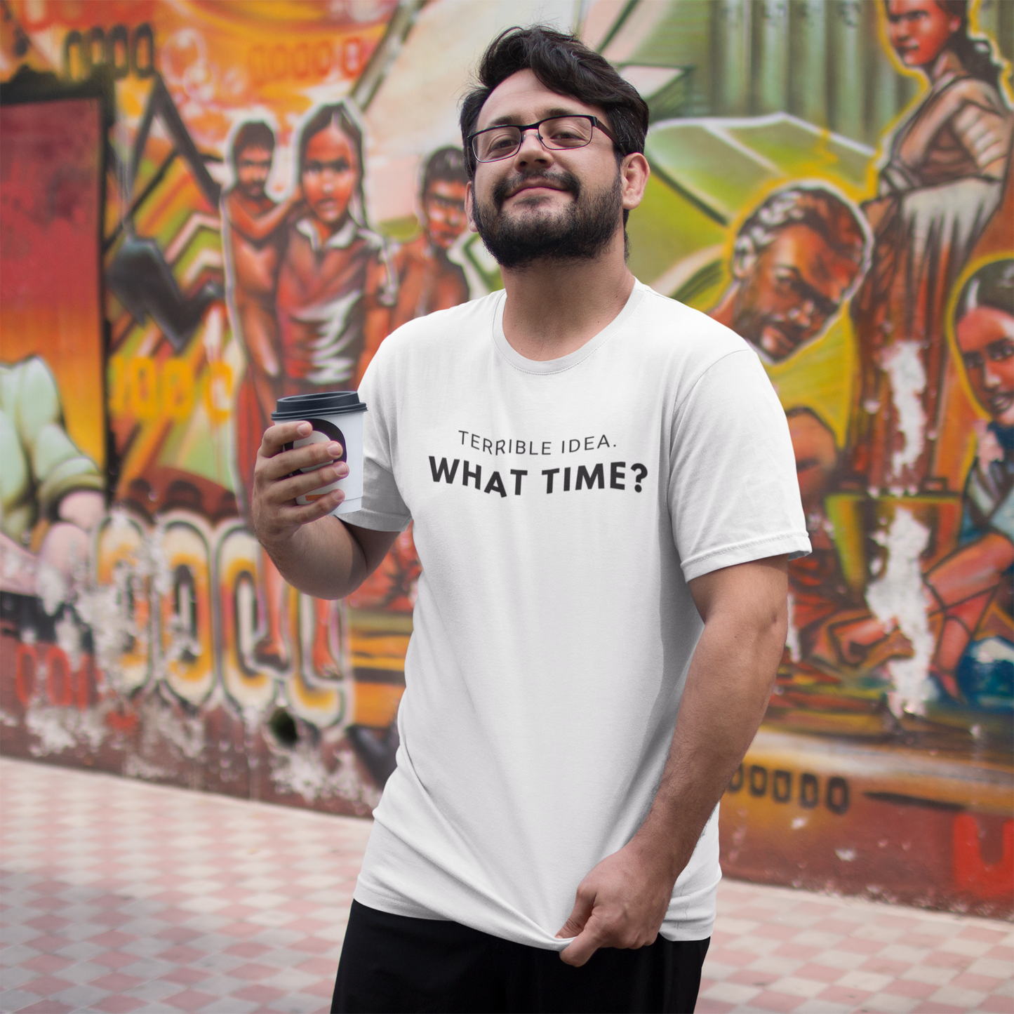Men's Terrible Idea. What Time? White T-Shirt
