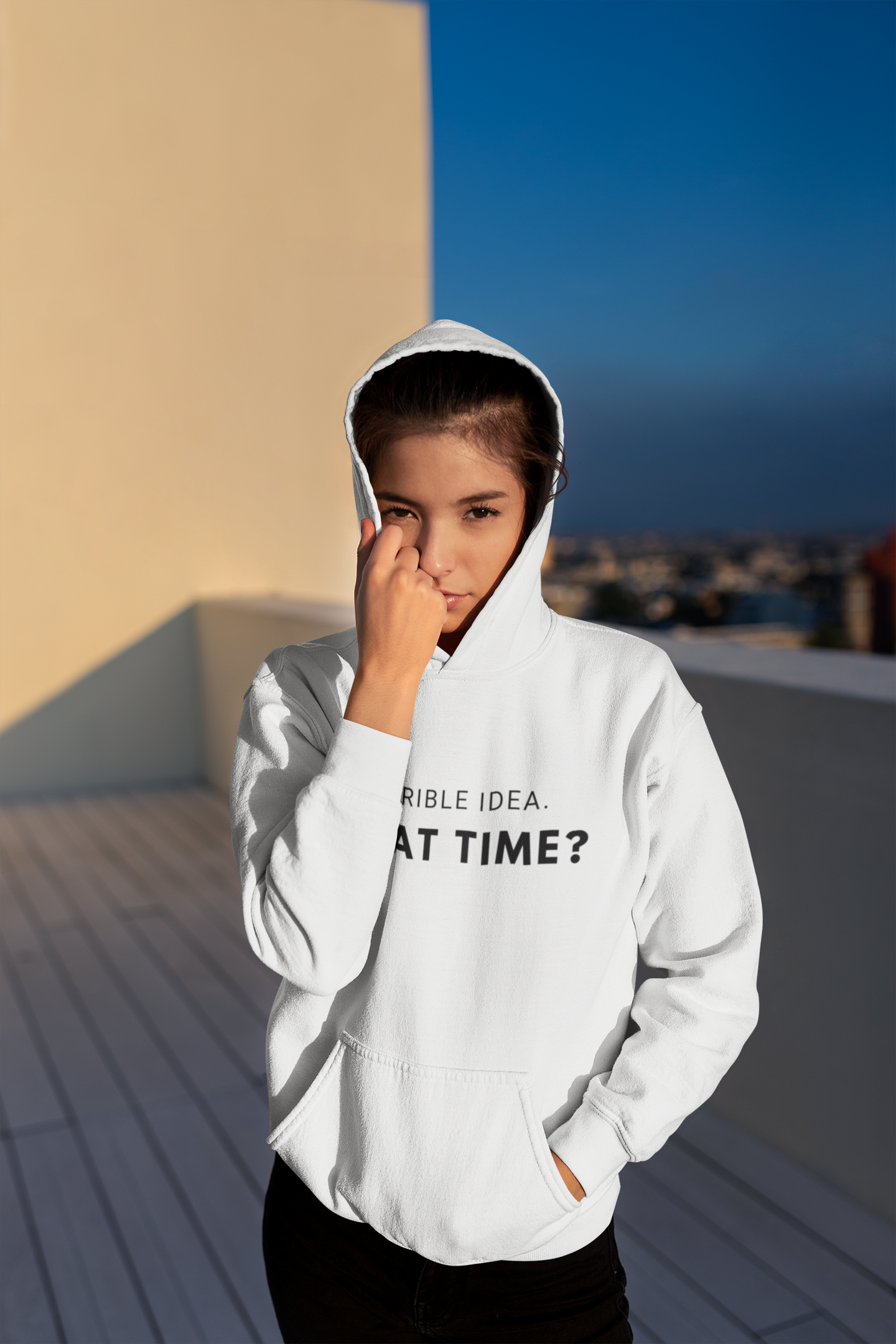 Women's Terrible Idea. What Time? White Hoodie