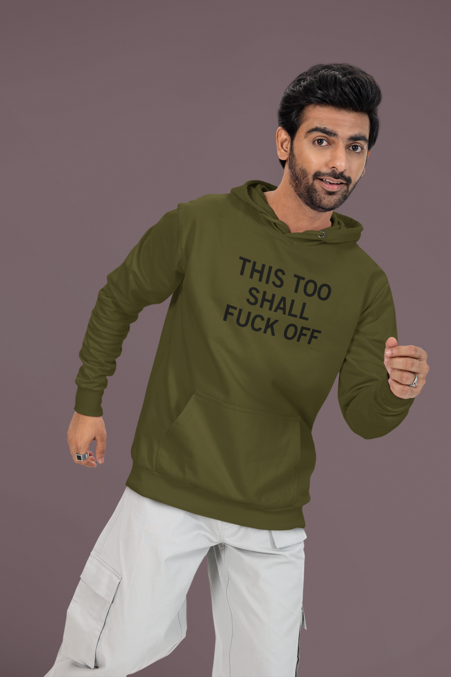 Men's This Too Shall Fuck Off Green Hoodie