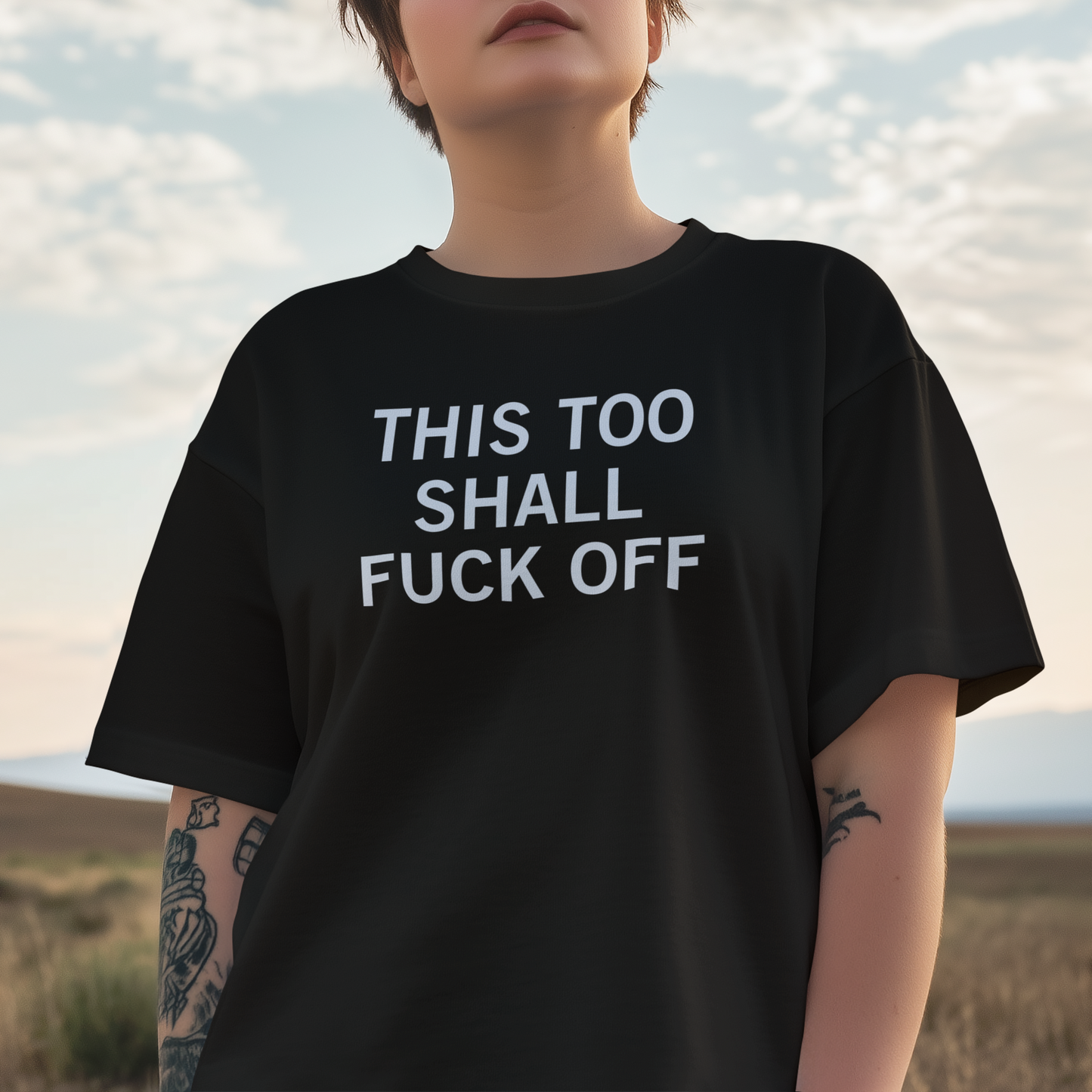 Women's This Too Shall Fuck Off Black Tee