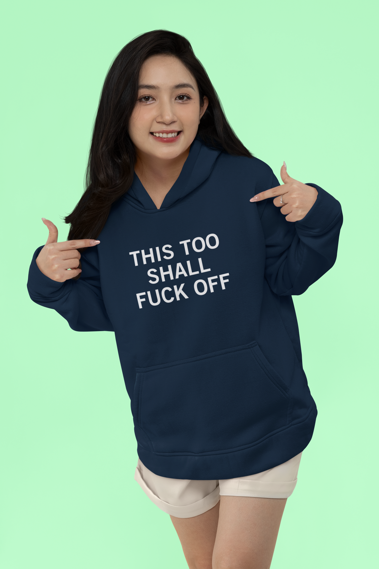 Women's This Too Shall Fuck Off Blue Hoodie