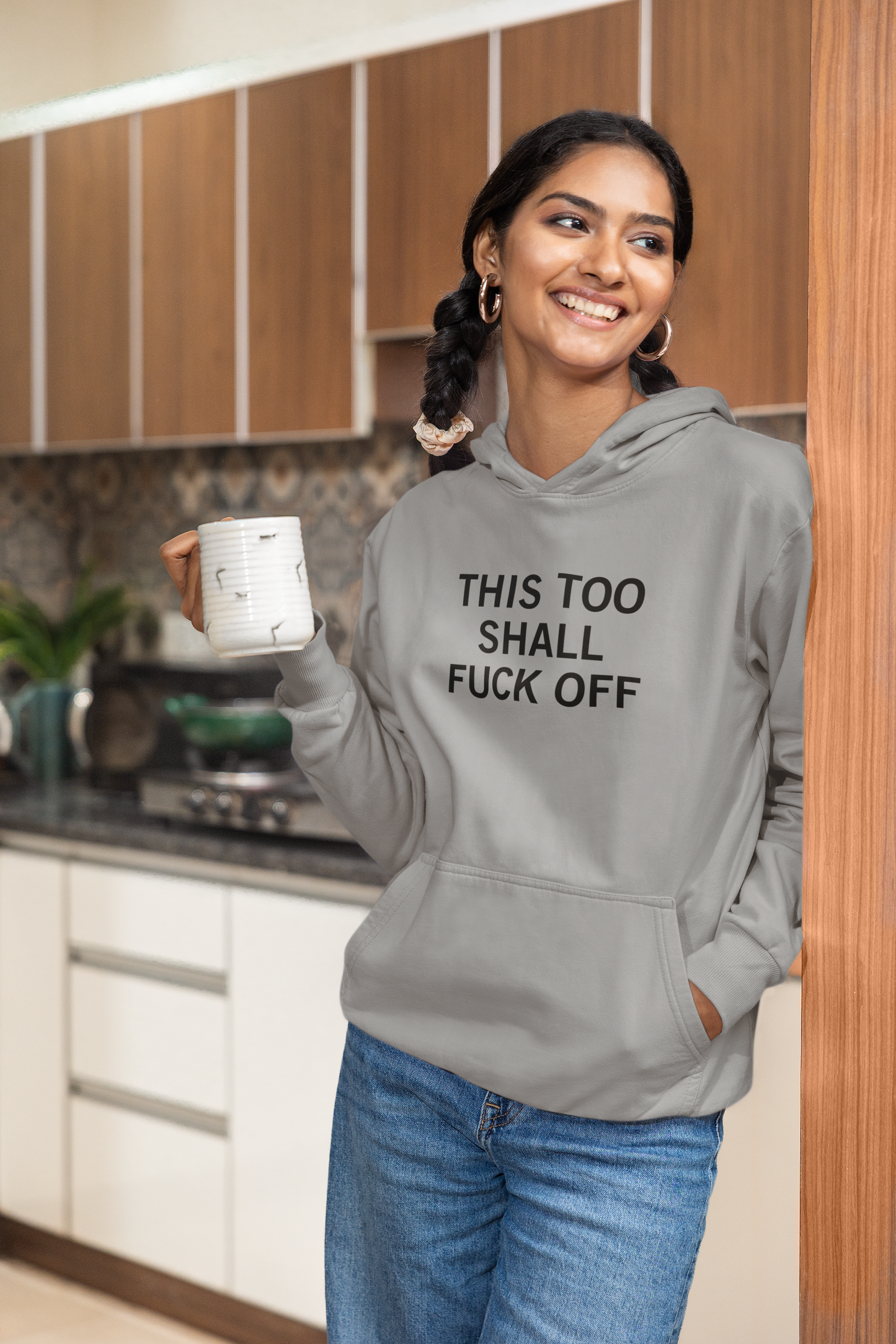 Women's This Too Shall Fuck Off Grey Hoodie