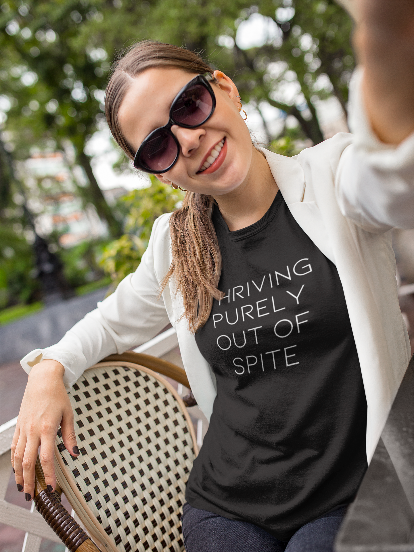Women's Thriving Purely Out Of Spite Black T-Shirt
