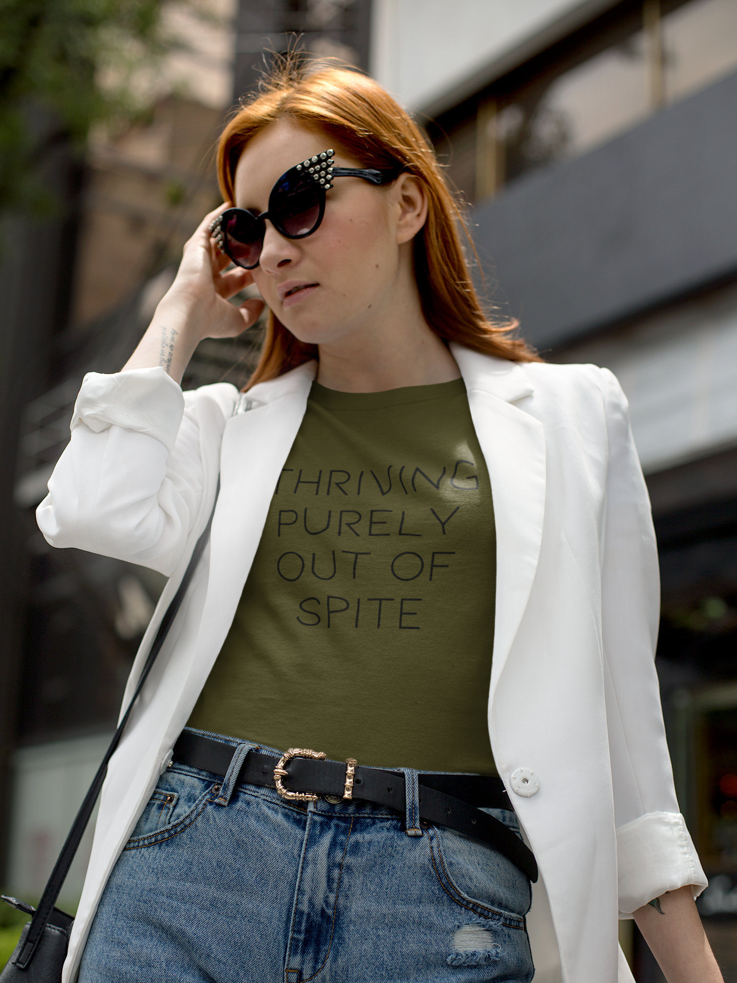 Women's Thriving Purely Out Of Spite Green T-Shirt