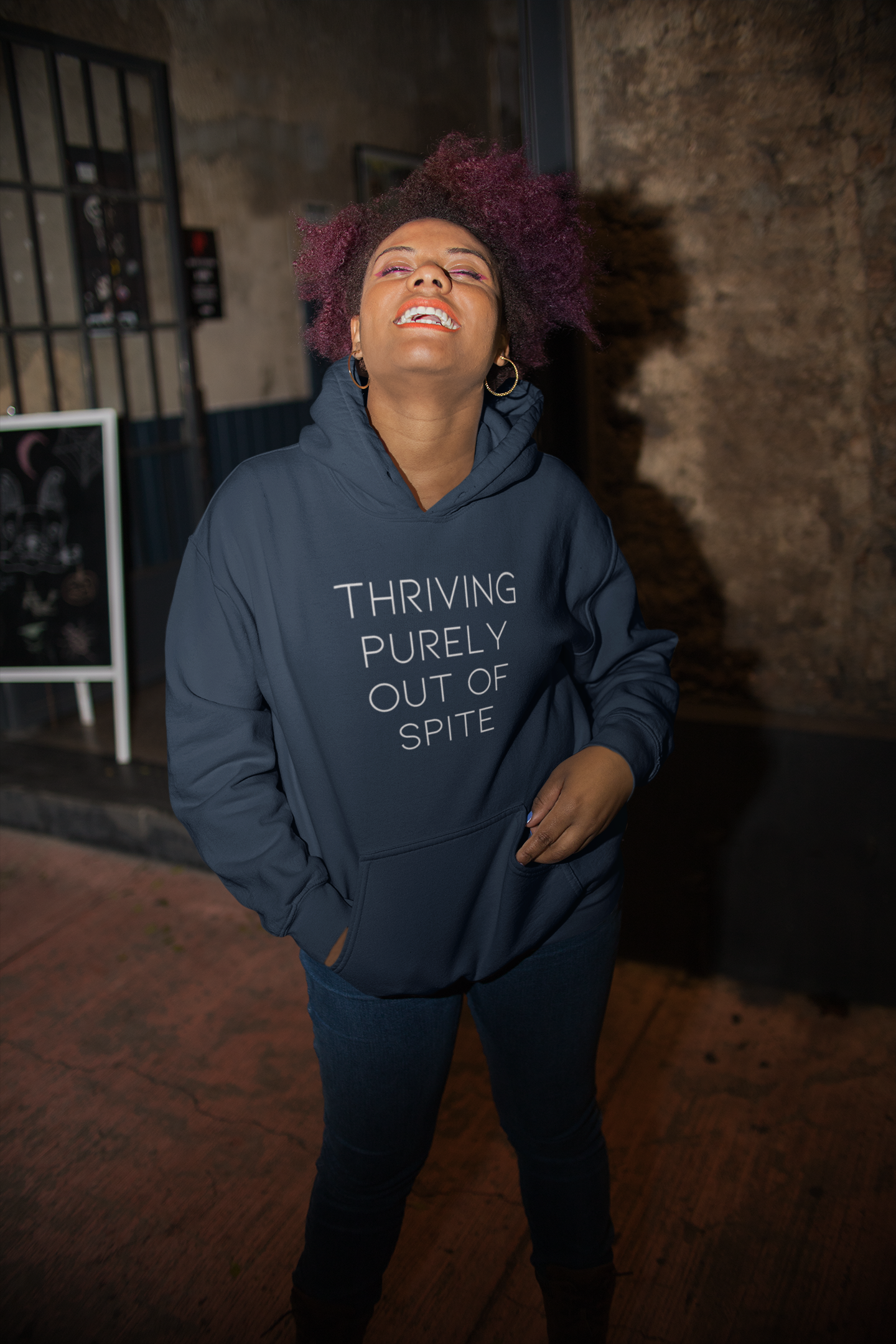 Women's Thriving Purely Out Of Spite Blue Hoodie