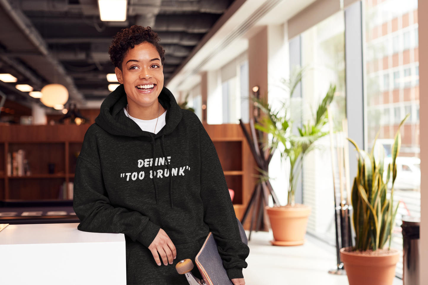 Women's Define Too Drunk Black Hoodie