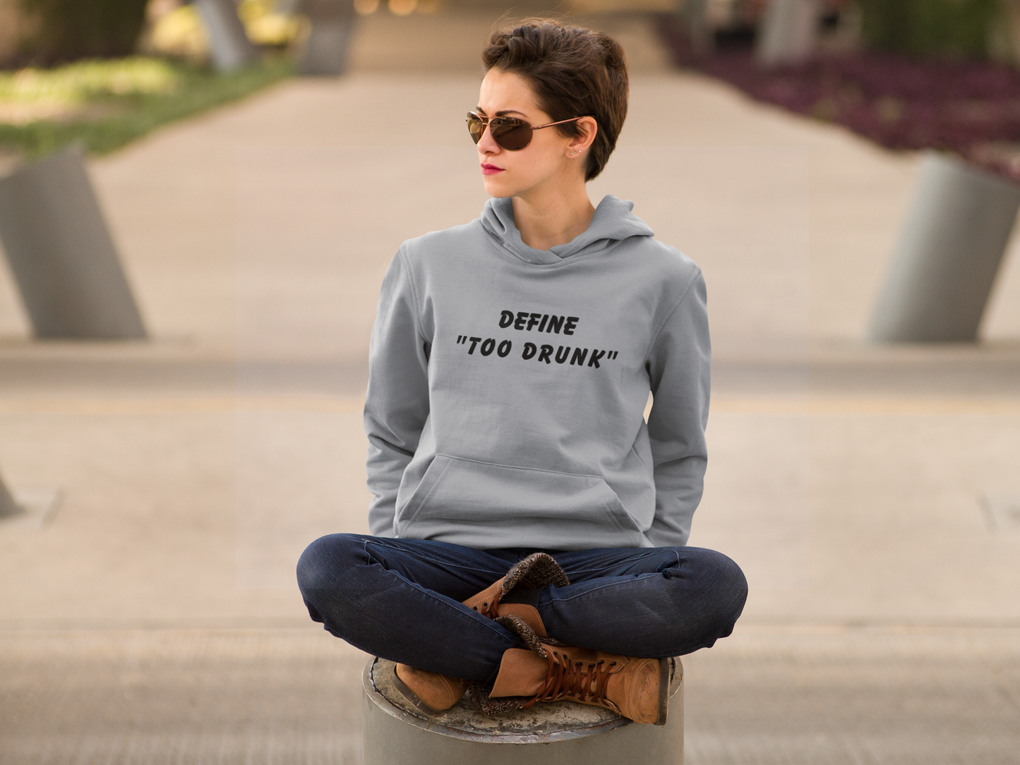 Women's Define Too Drunk Grey Hoodie