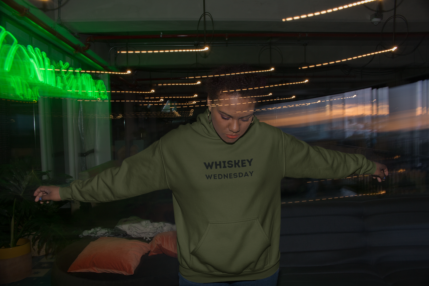 Women's Whiskey Wednesday Green Hoodie