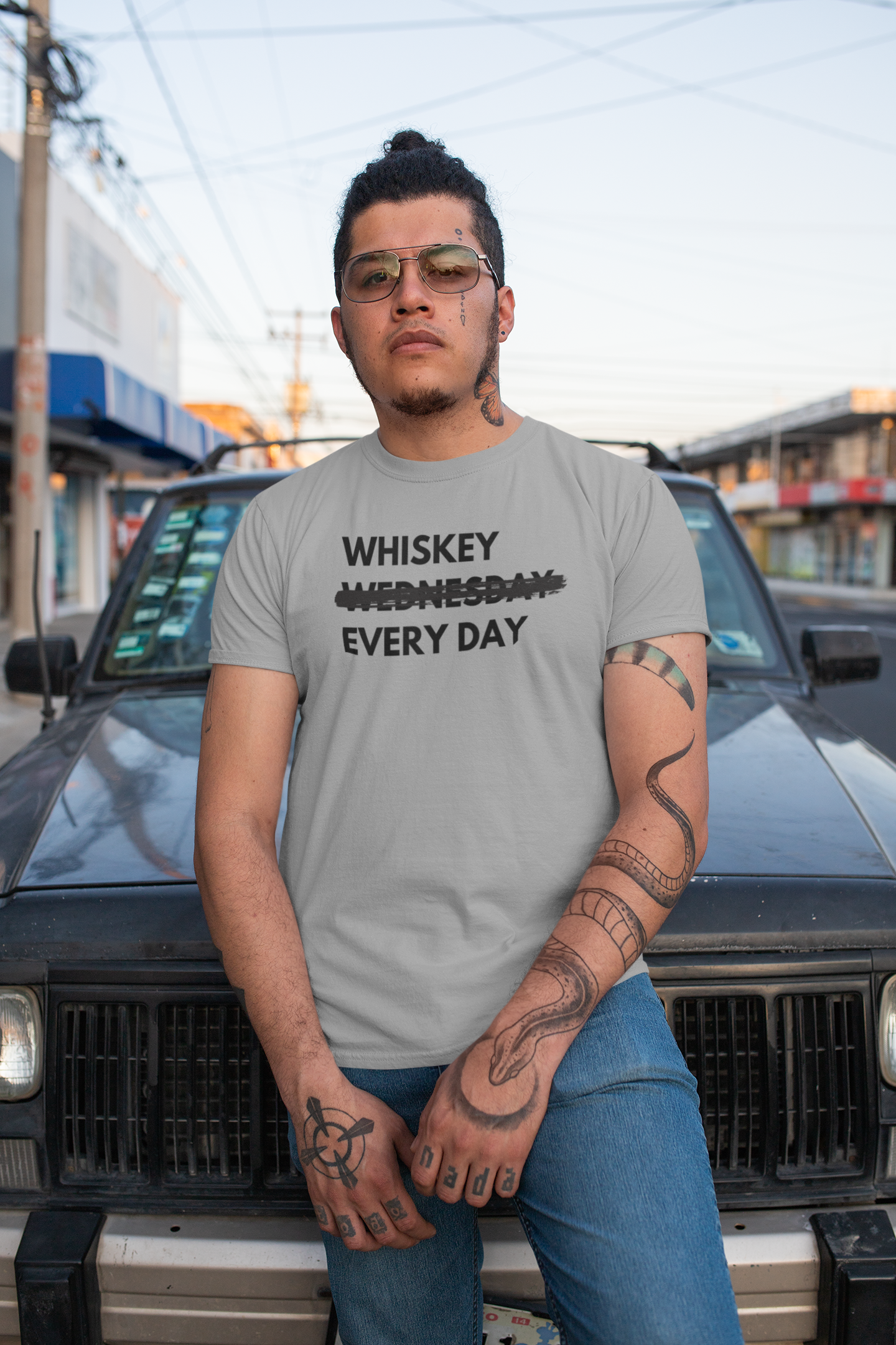 Men's Whiskey Every Day Grey T-Shirt