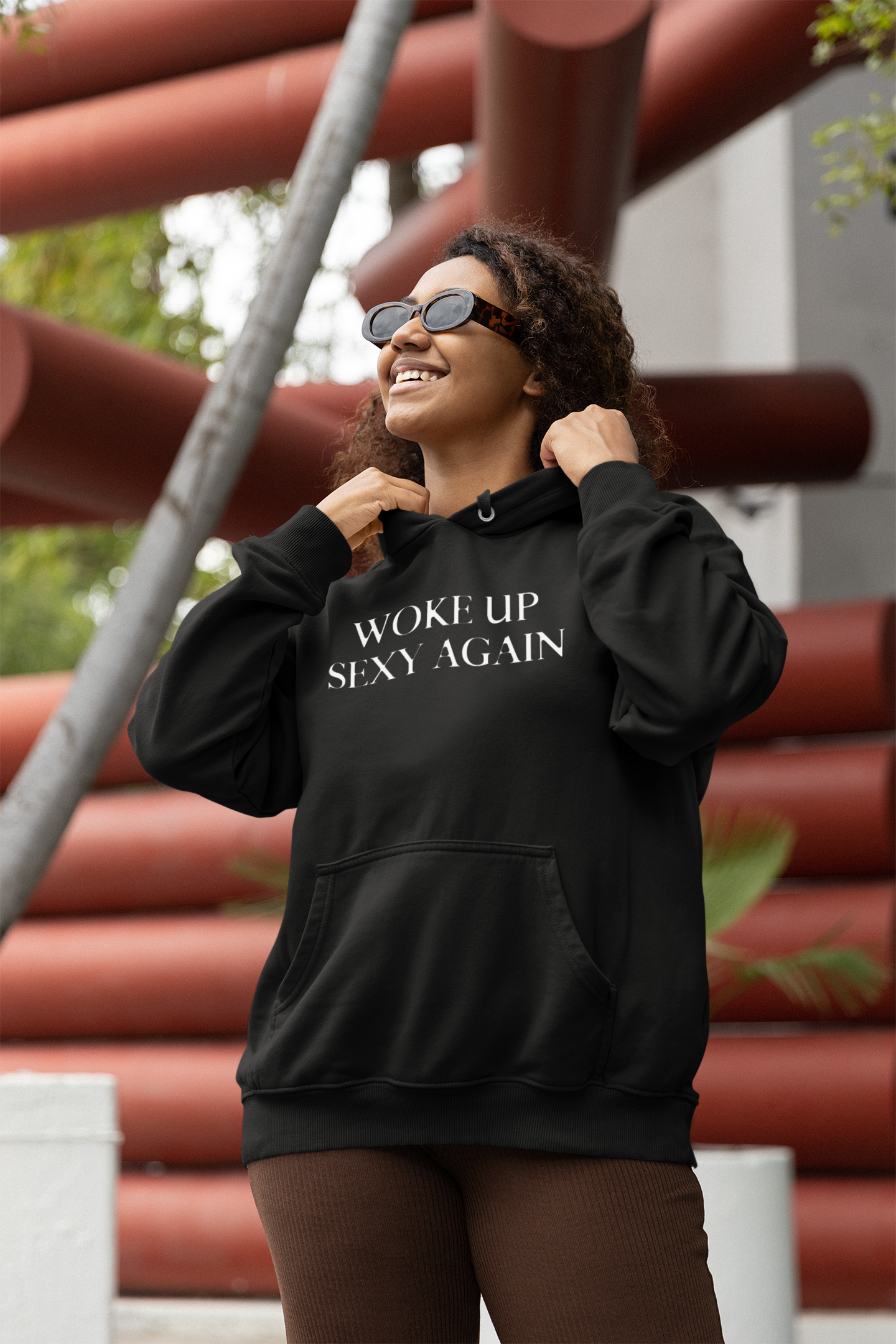 Women's Woke Up Sexy Again Black Hoodie
