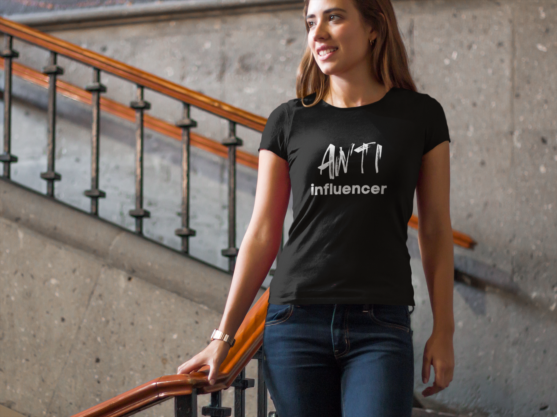Women's Anti Influencer Black T-Shirt