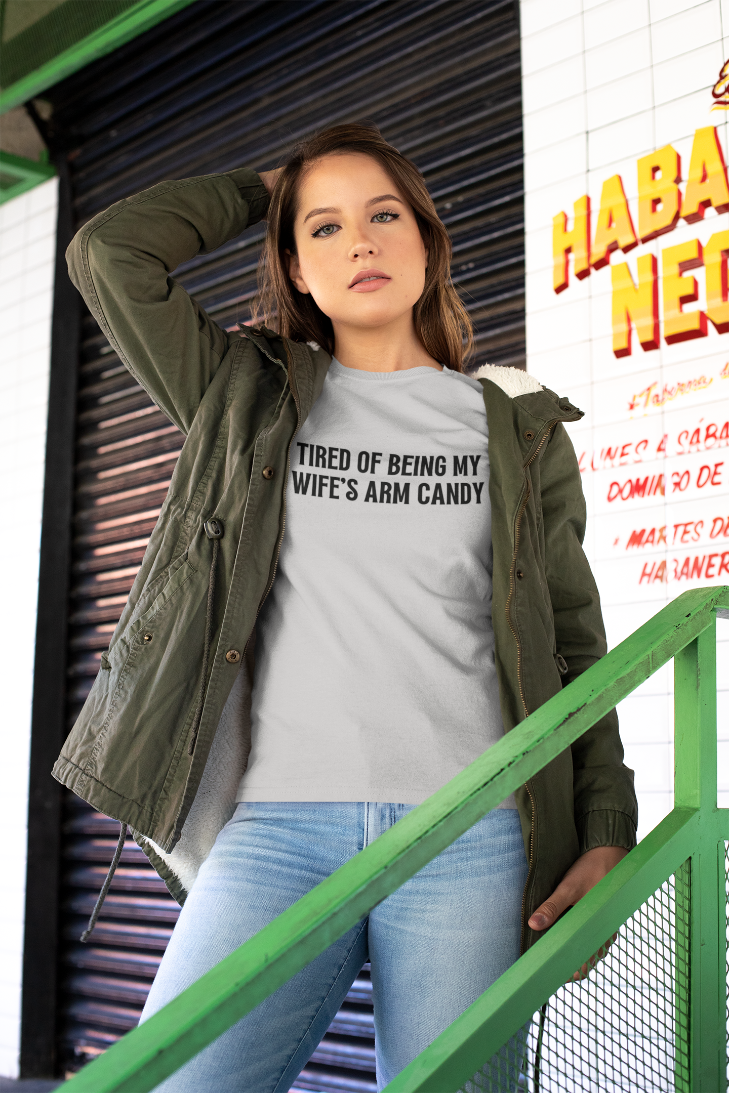 Women's Tired of Being My Wife's Arm Candy Gray T-Shirts