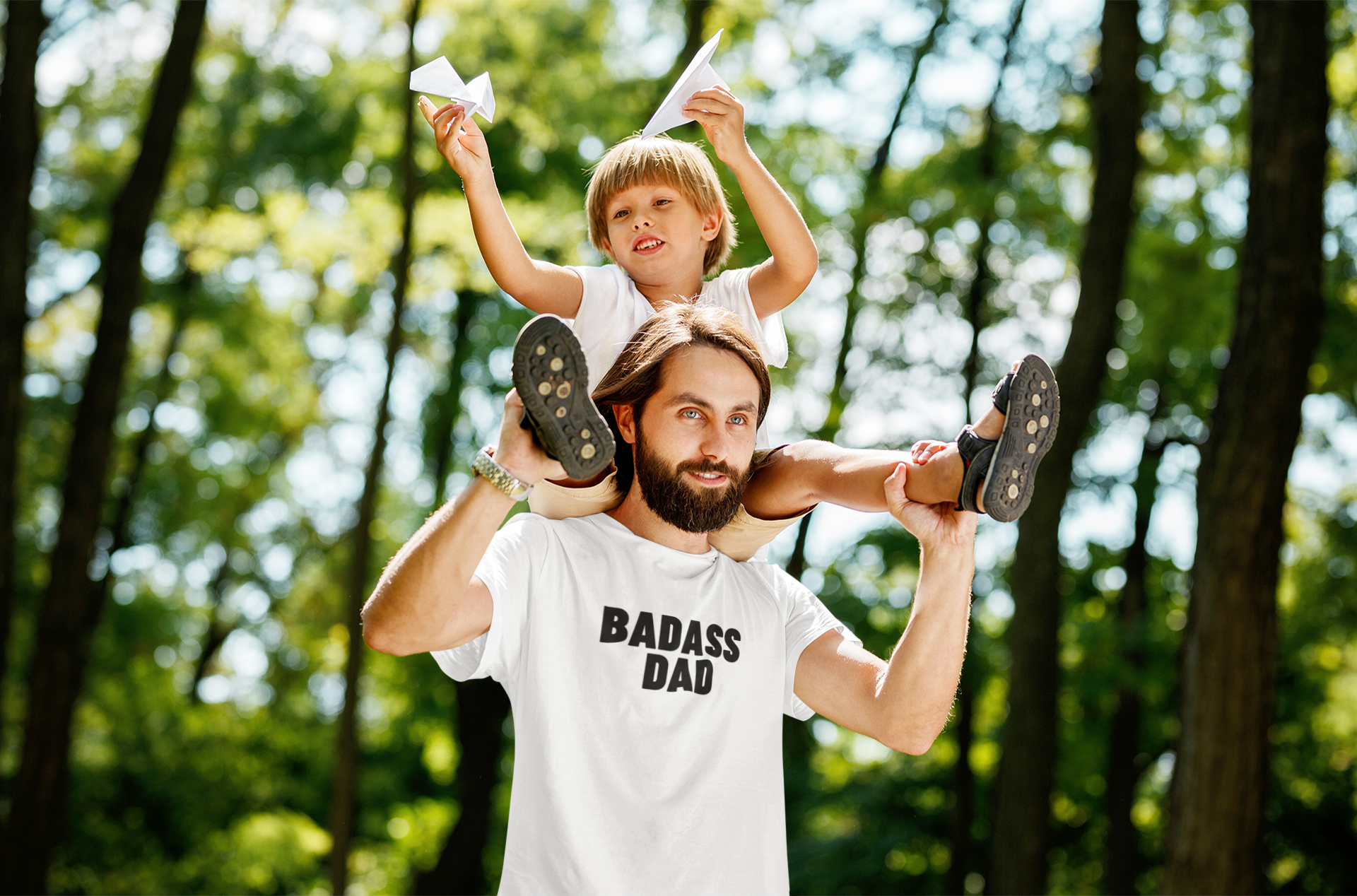 Men's Badass Dad White T-Shirt