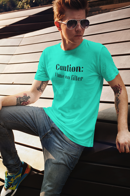 Men's Caution I Have No Filter Mint Green T-Shirt