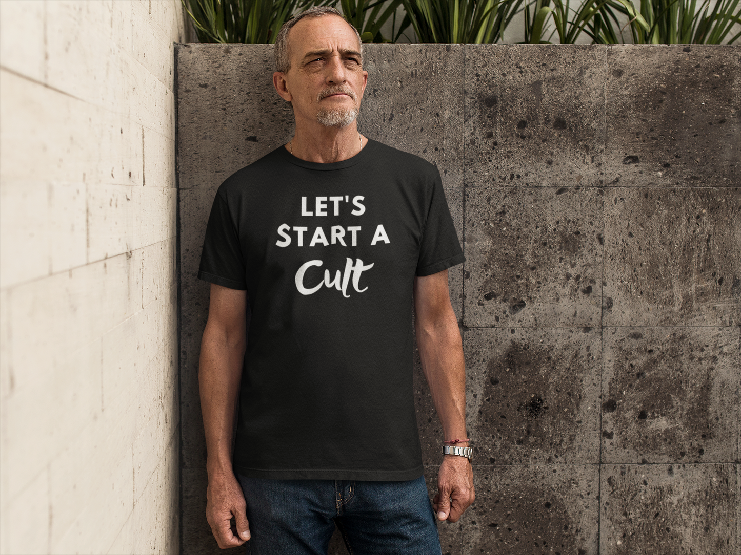 Men's Let's Start A Cult Black T-Shirt