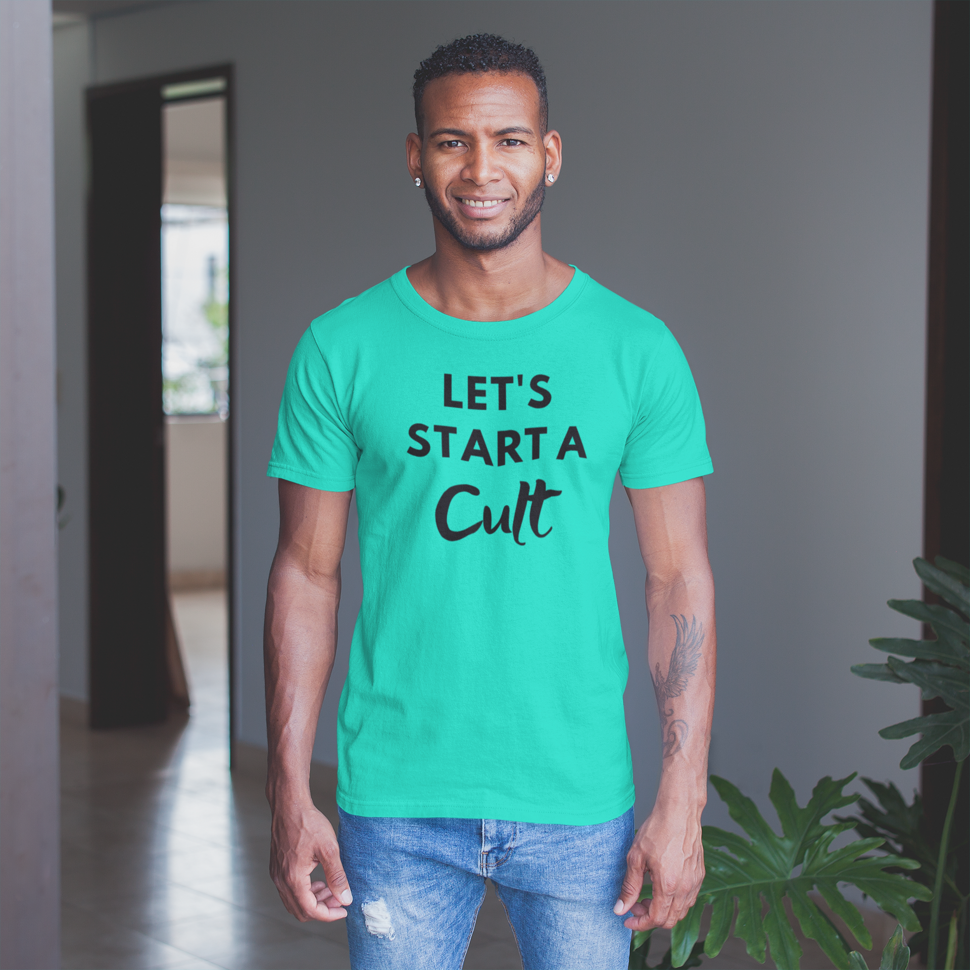 Men's Let's Start A Cult Mint Green T-Shirt