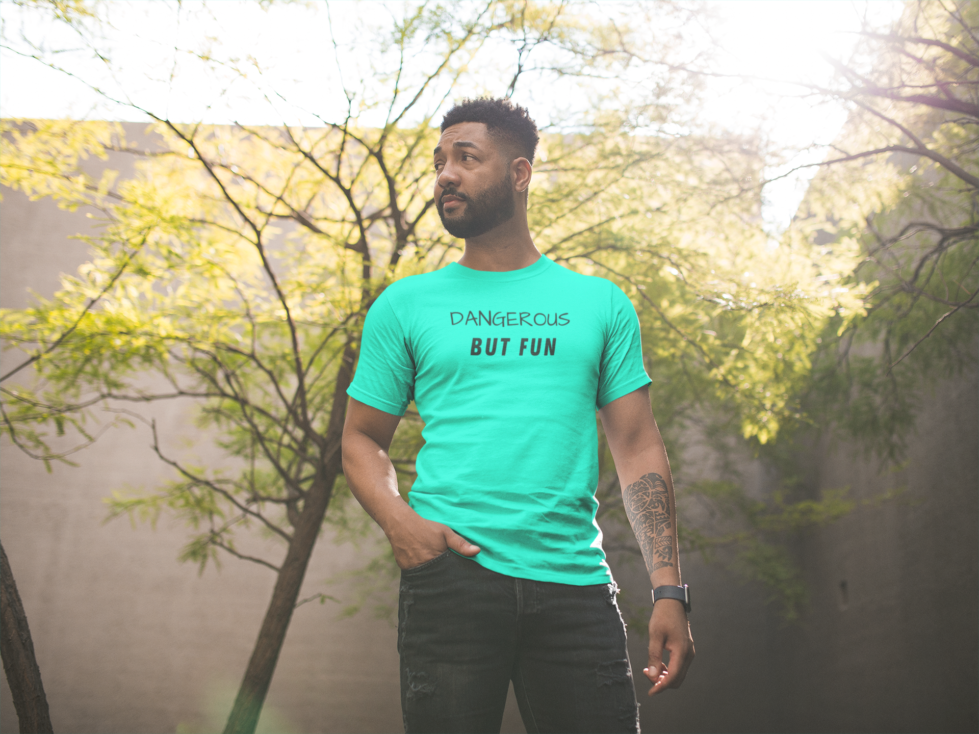 Men's Dangerous But Fun Mint Green T-Shirt