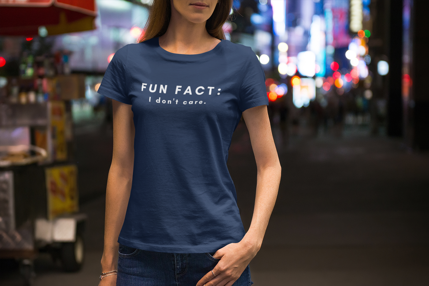Women's Fun Fact: I Don't Care Blue T-Shirt