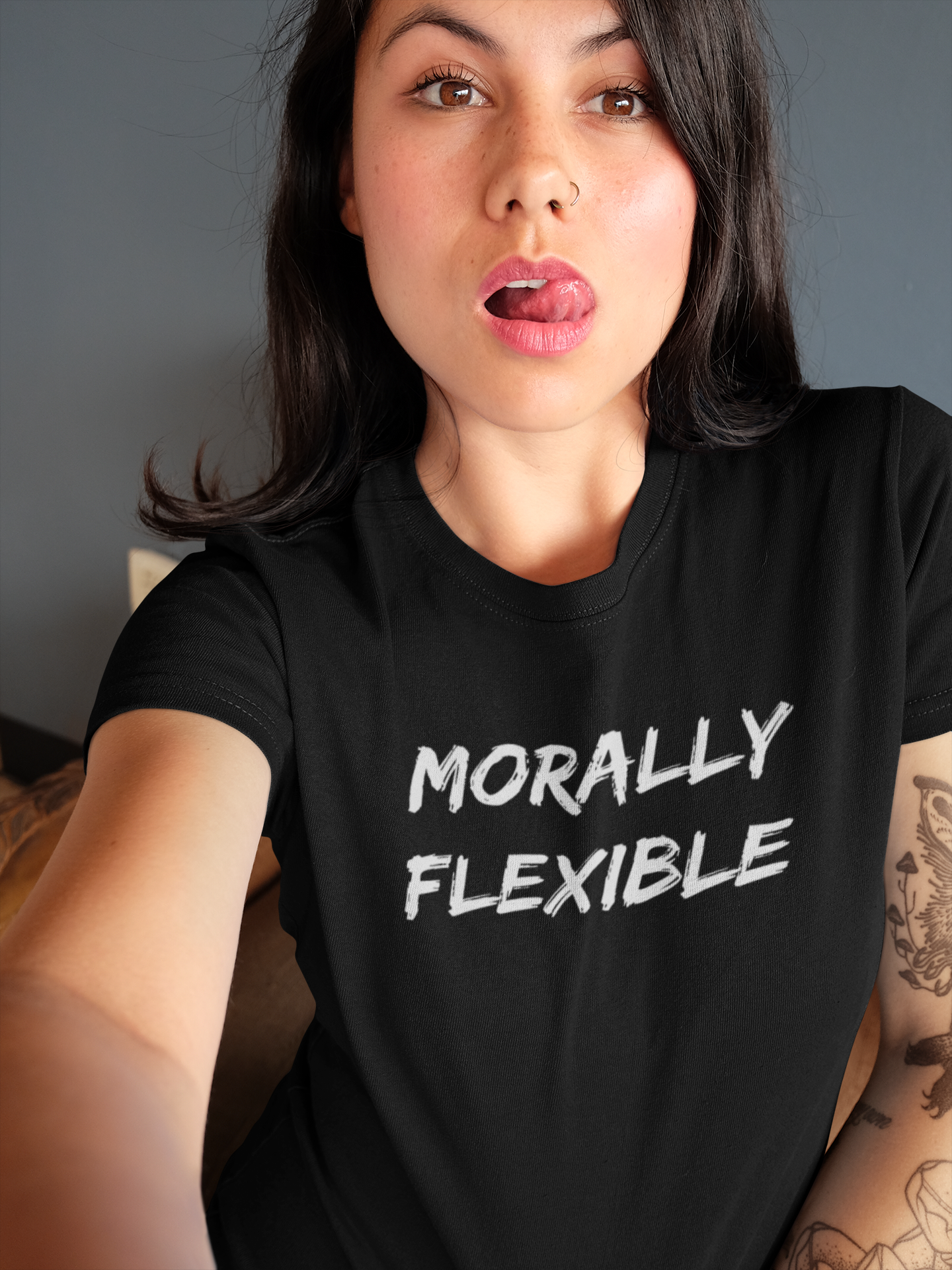 Women's Morally Flexible Black T-Shirt