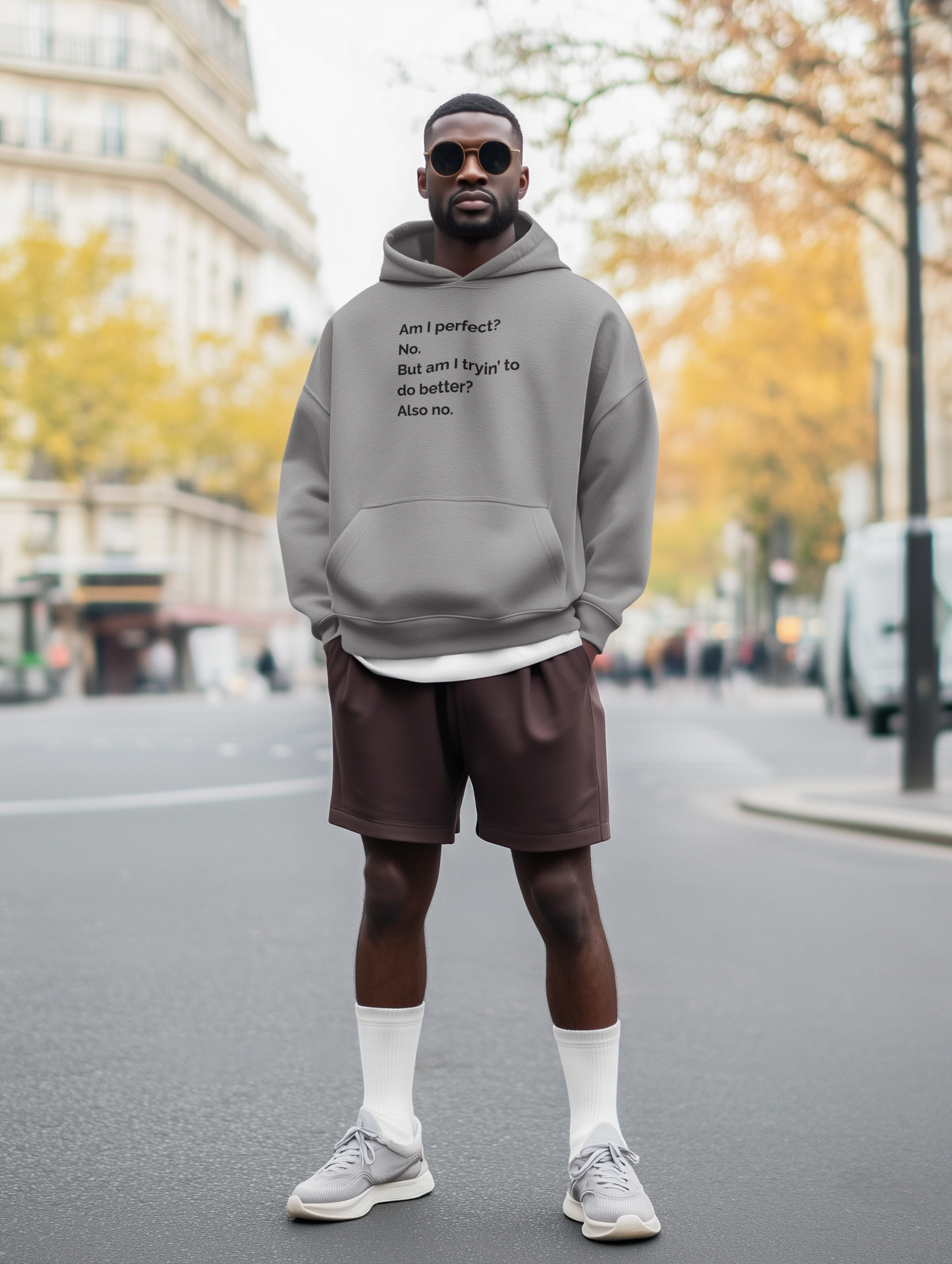 Men's Am I perfect? No. But am I tryin’ to do better? Also no. Grey Hoodie