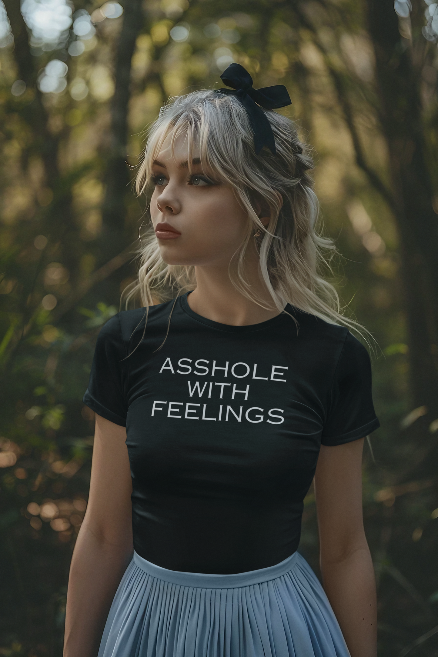 Women's Asshole With Feelings Black T-Shirt