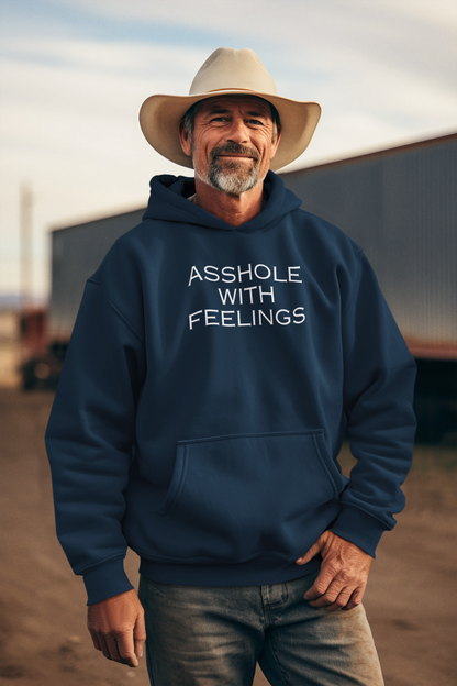 Men's Asshole With Feelings Blue Hoodie