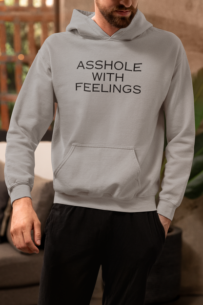 Men's Asshole With Feelings Grey Hoodie