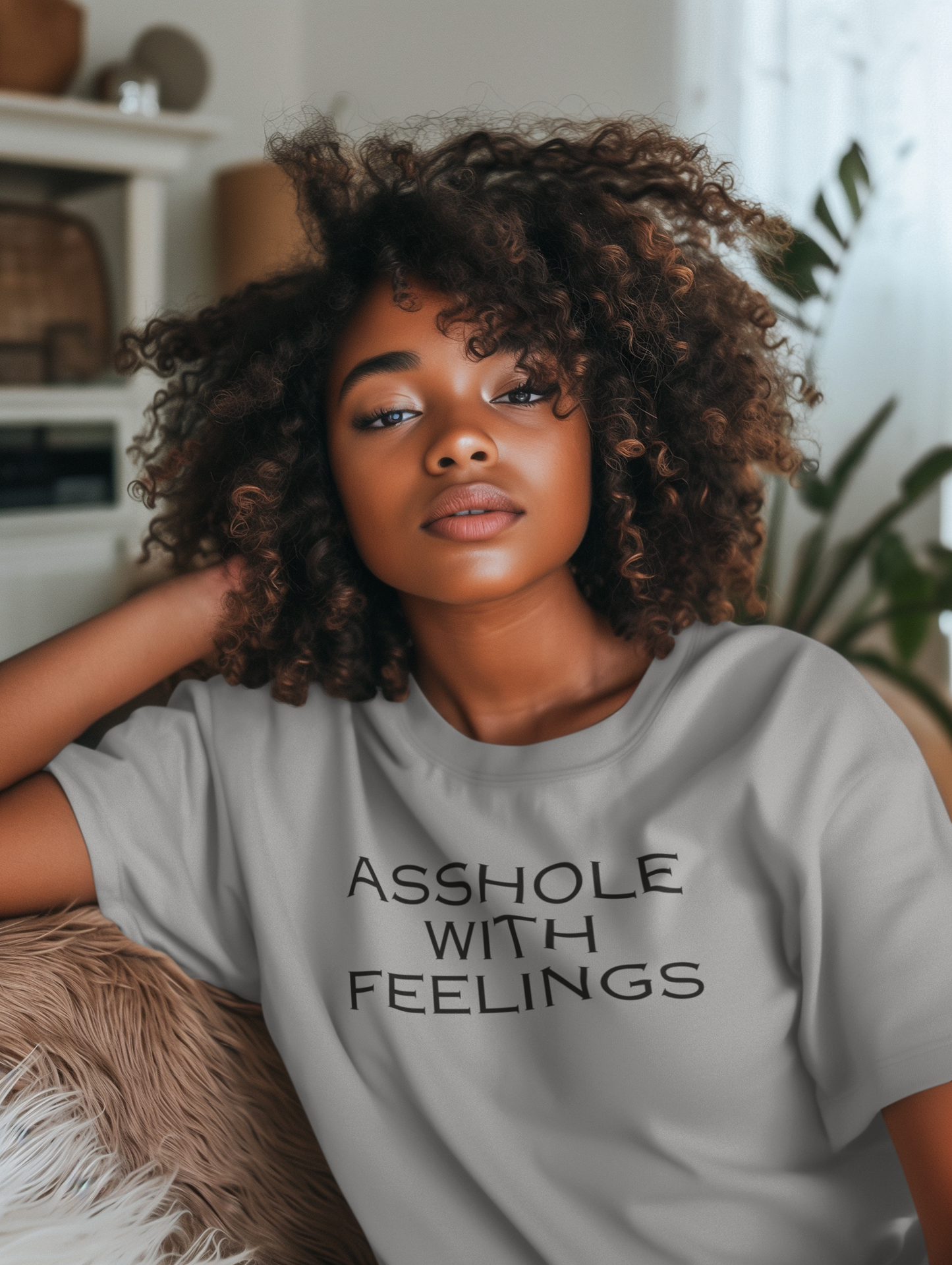 Women's Asshole With Feelings Grey T-Shirt