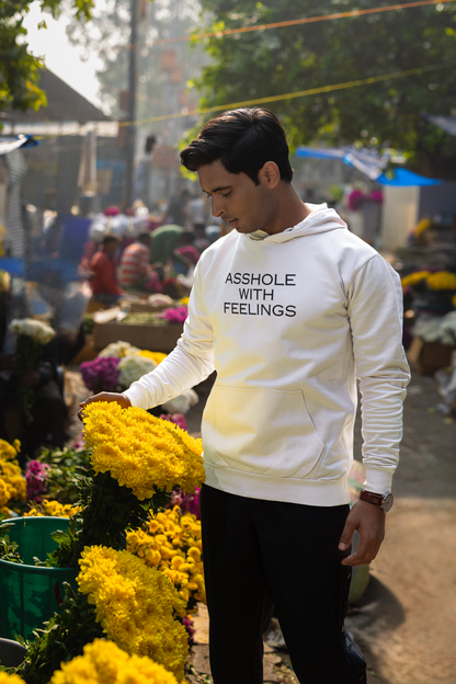 Men's Asshole With Feelings White Hoodie