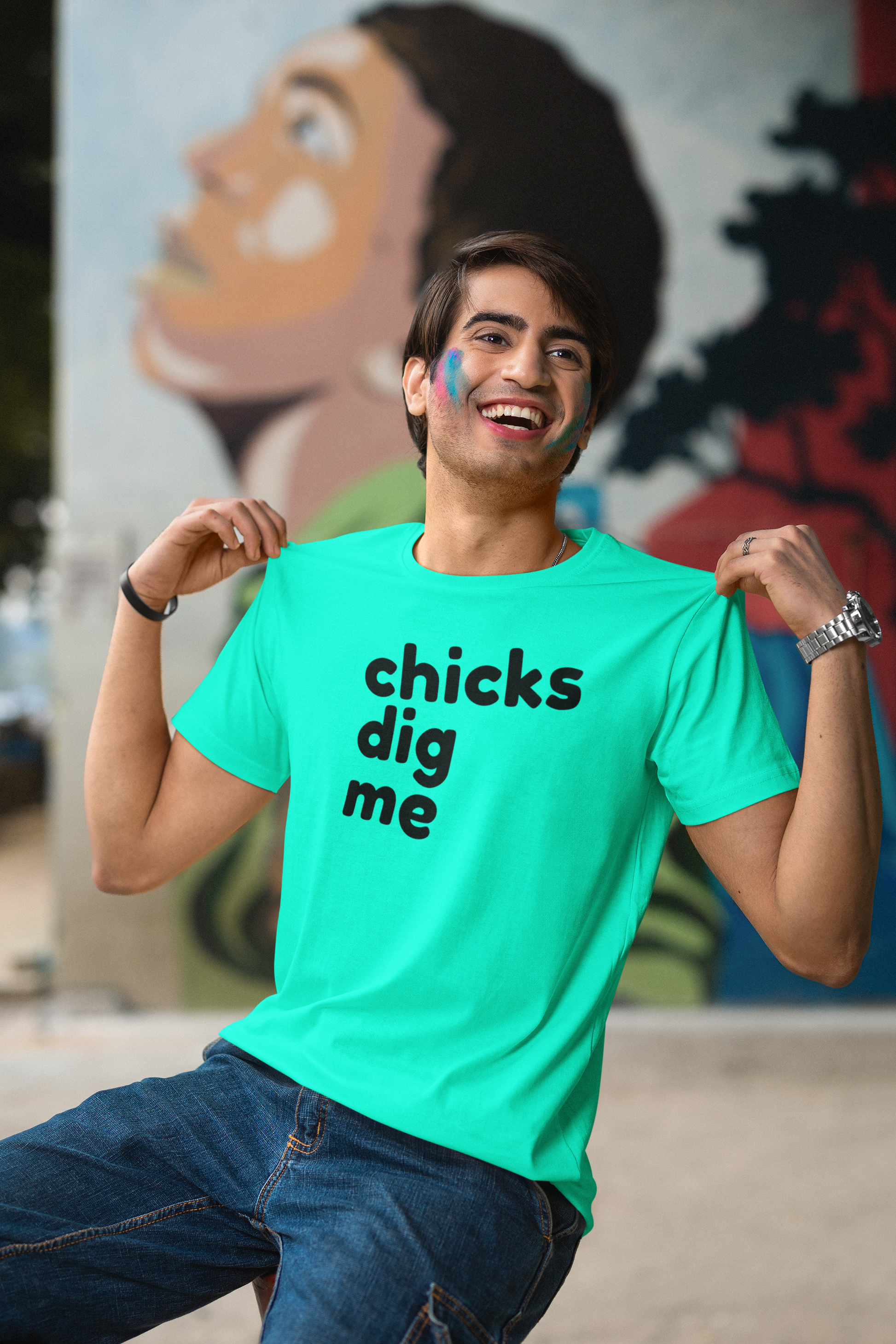 Men's Chicks Dig Me Mint Green T-Shirt