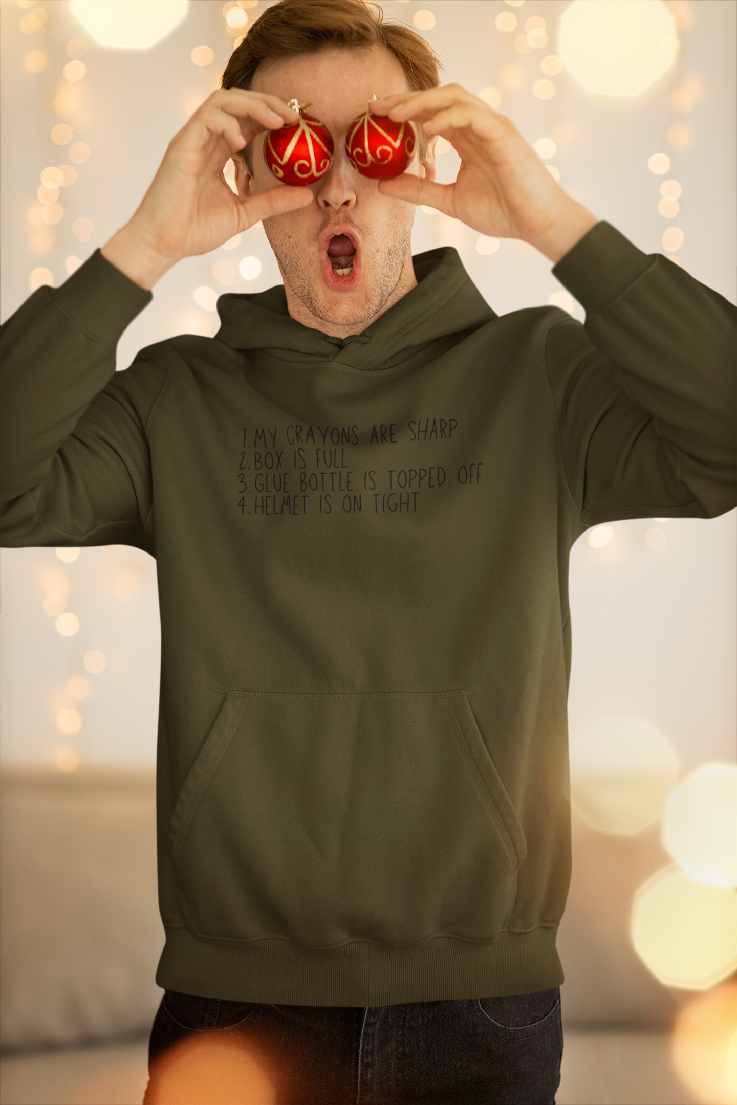 Men's My Crayons Are Sharp Green Hoodie