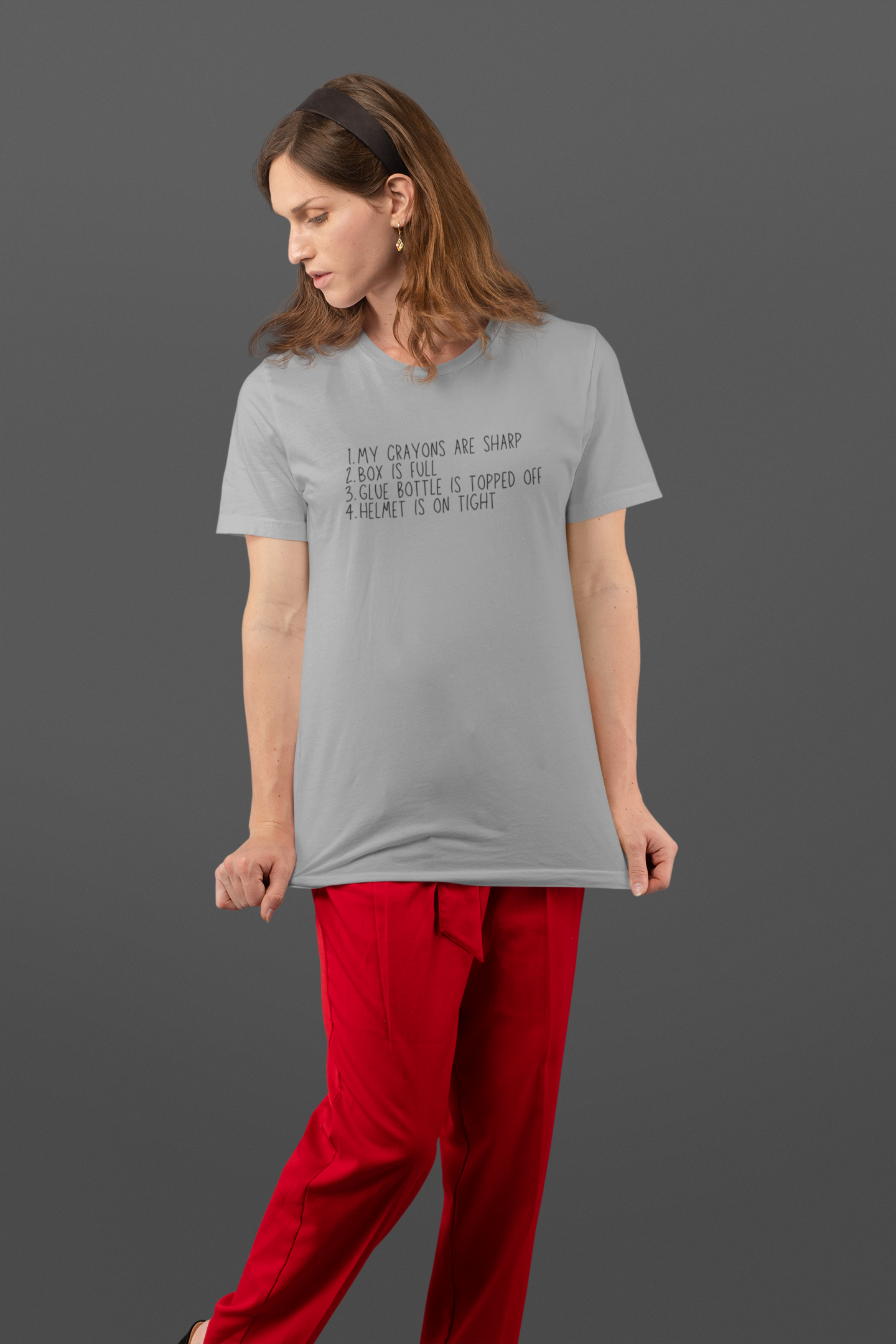 Women's My Crayons Are Sharp Grey T-Shirt