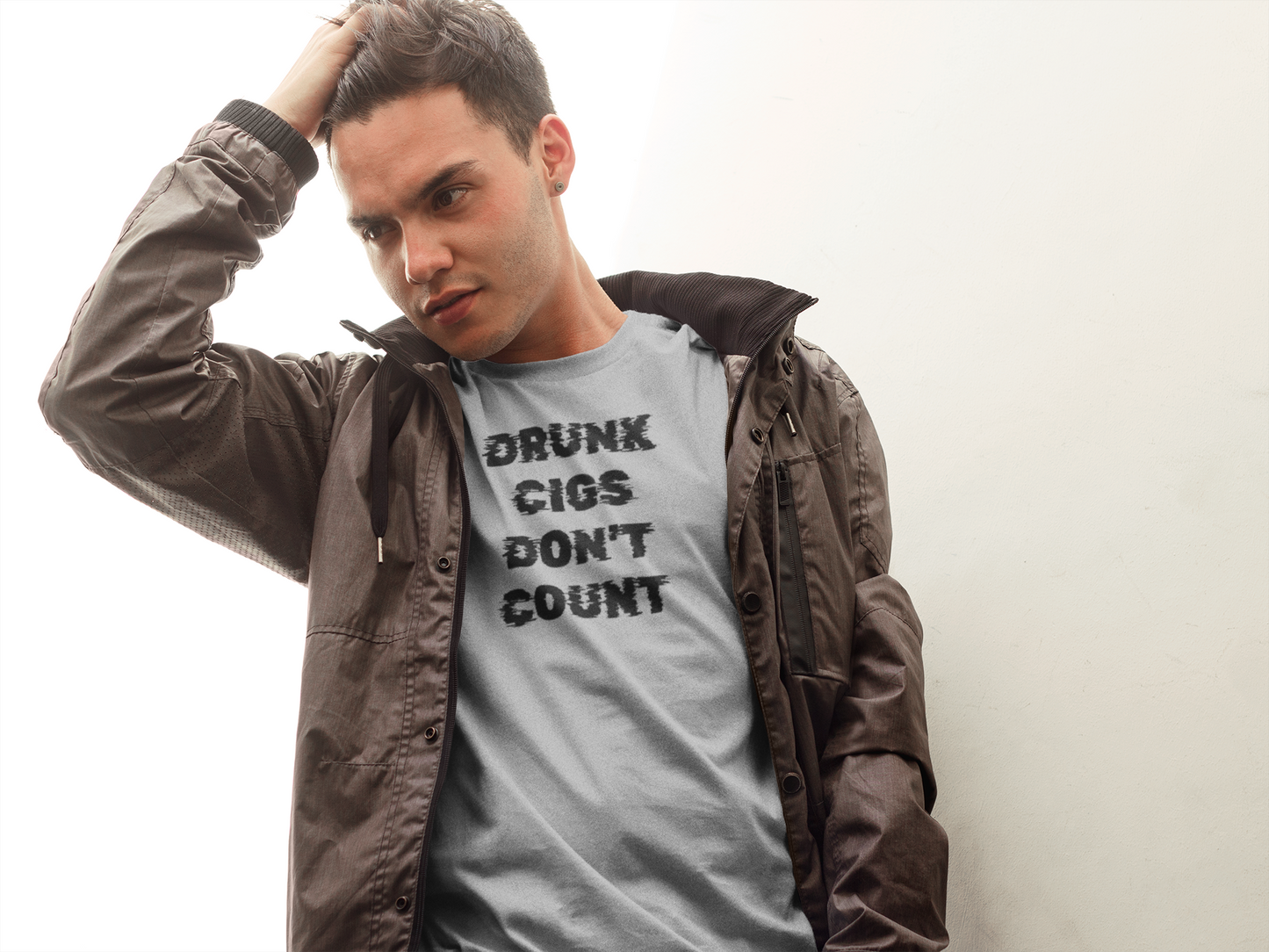 Men's Drunk Cigs Don't Count Grey T-Shirt