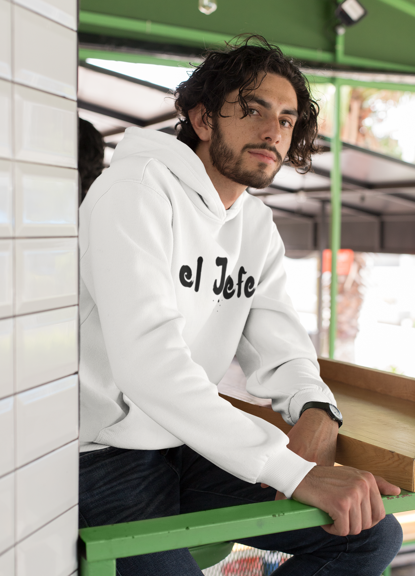 Men's El Jefe White Hoodie