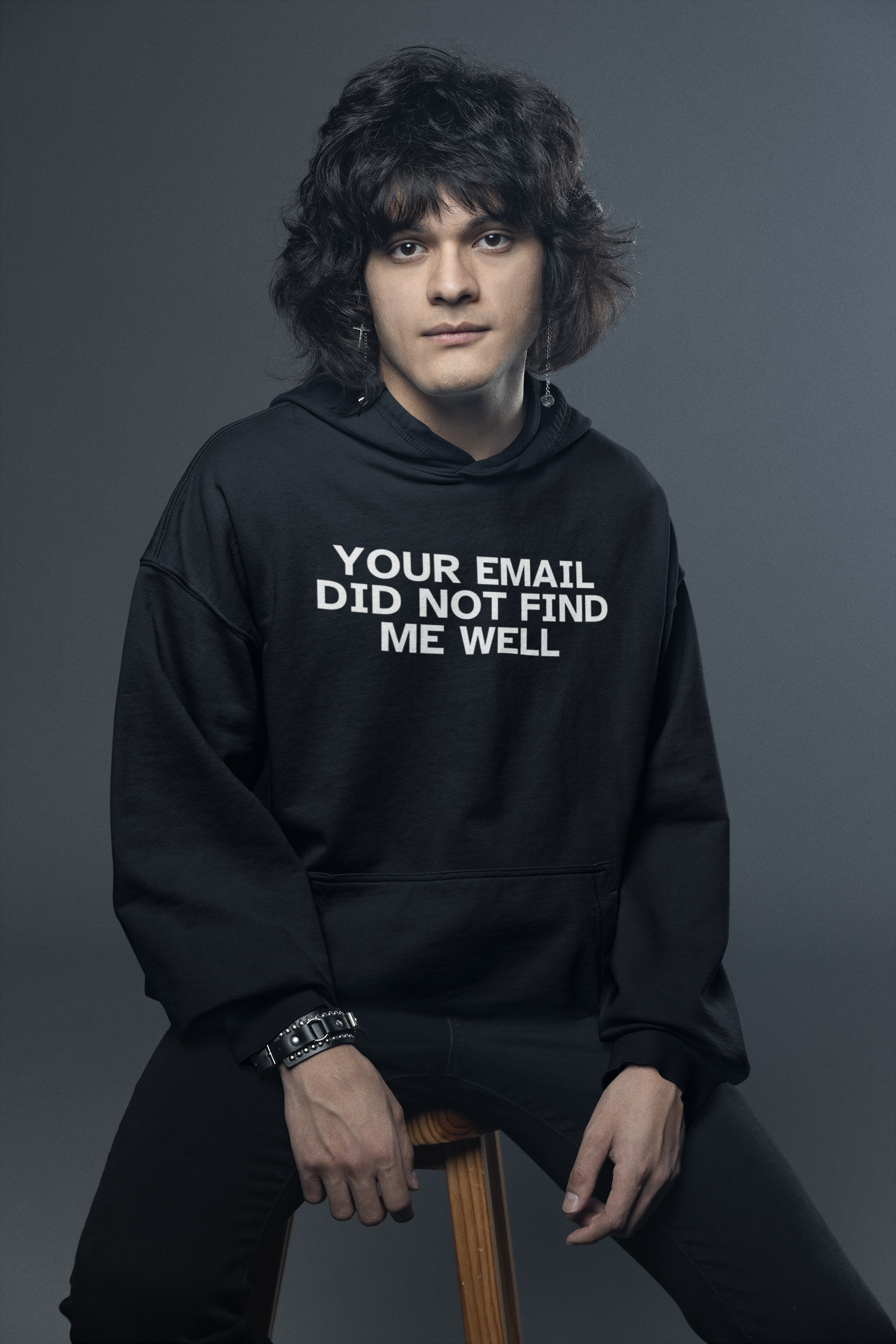 Men's Your Email Did Not Find Me Well Black Hoodie