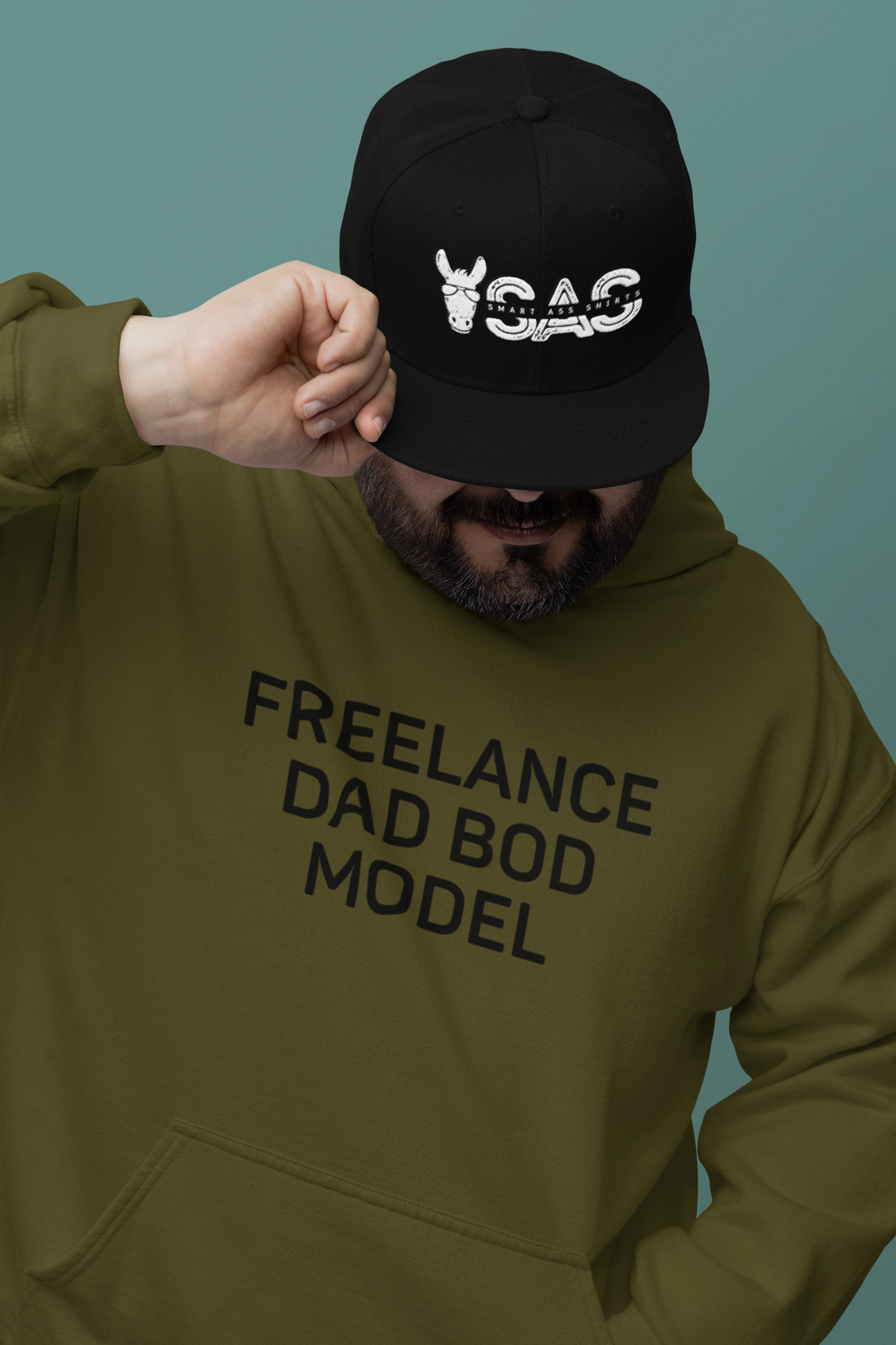 Men's Freelance Dad Bod Model Green Hoodie