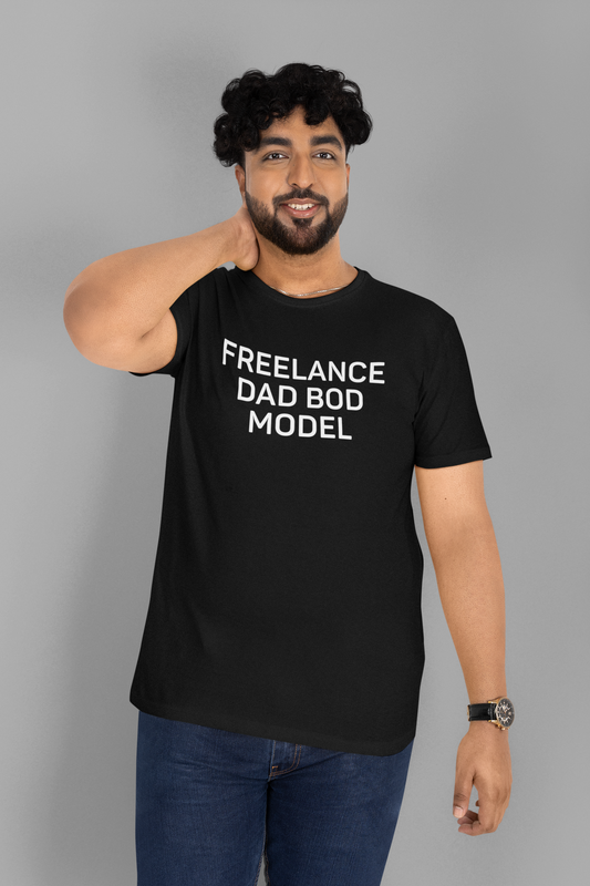 Men's Freelance Dad Bod Model Black Tee