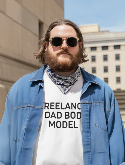 Men's Freelance Dad Bod Model White Tee