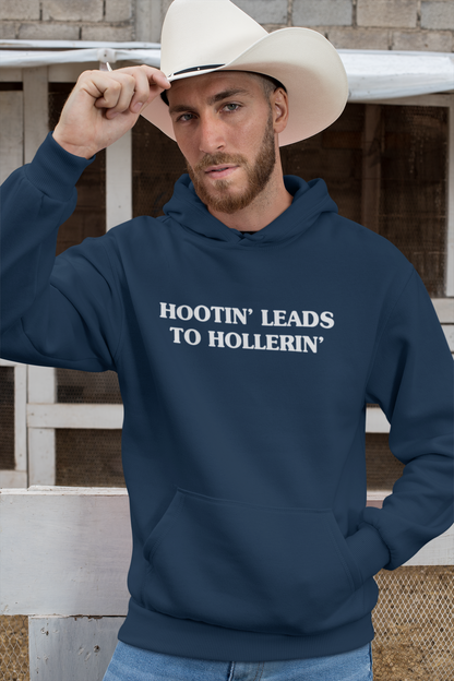 Men's Hootin' Leads To Hollerin' Blue Hoodie