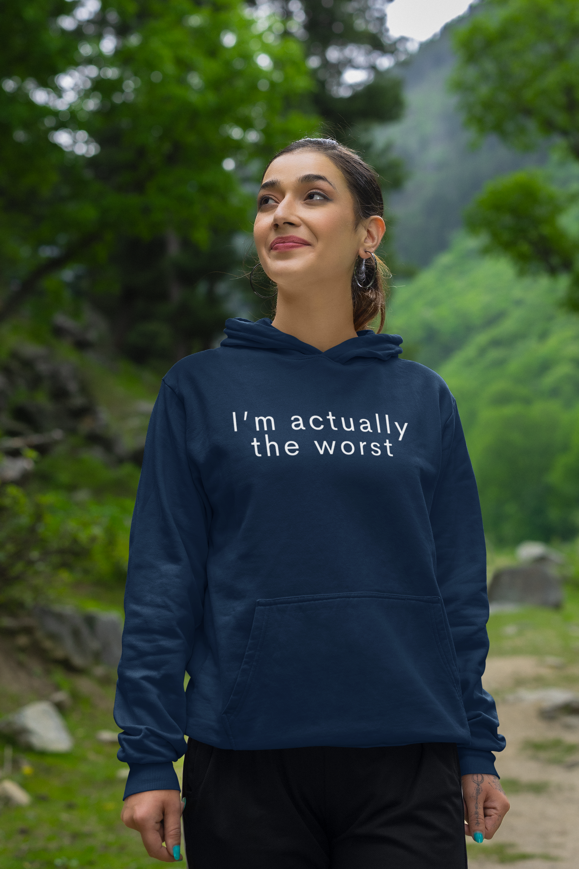 Women's I'm Actually The Worst Blue Hoodie