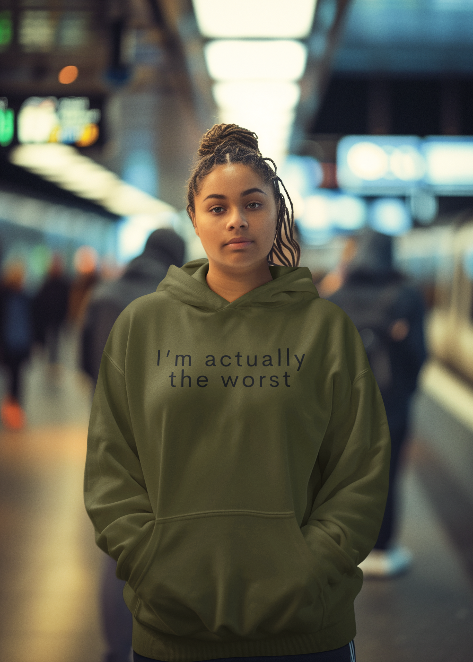 Women's I'm Actually The Worst Green Hoodie