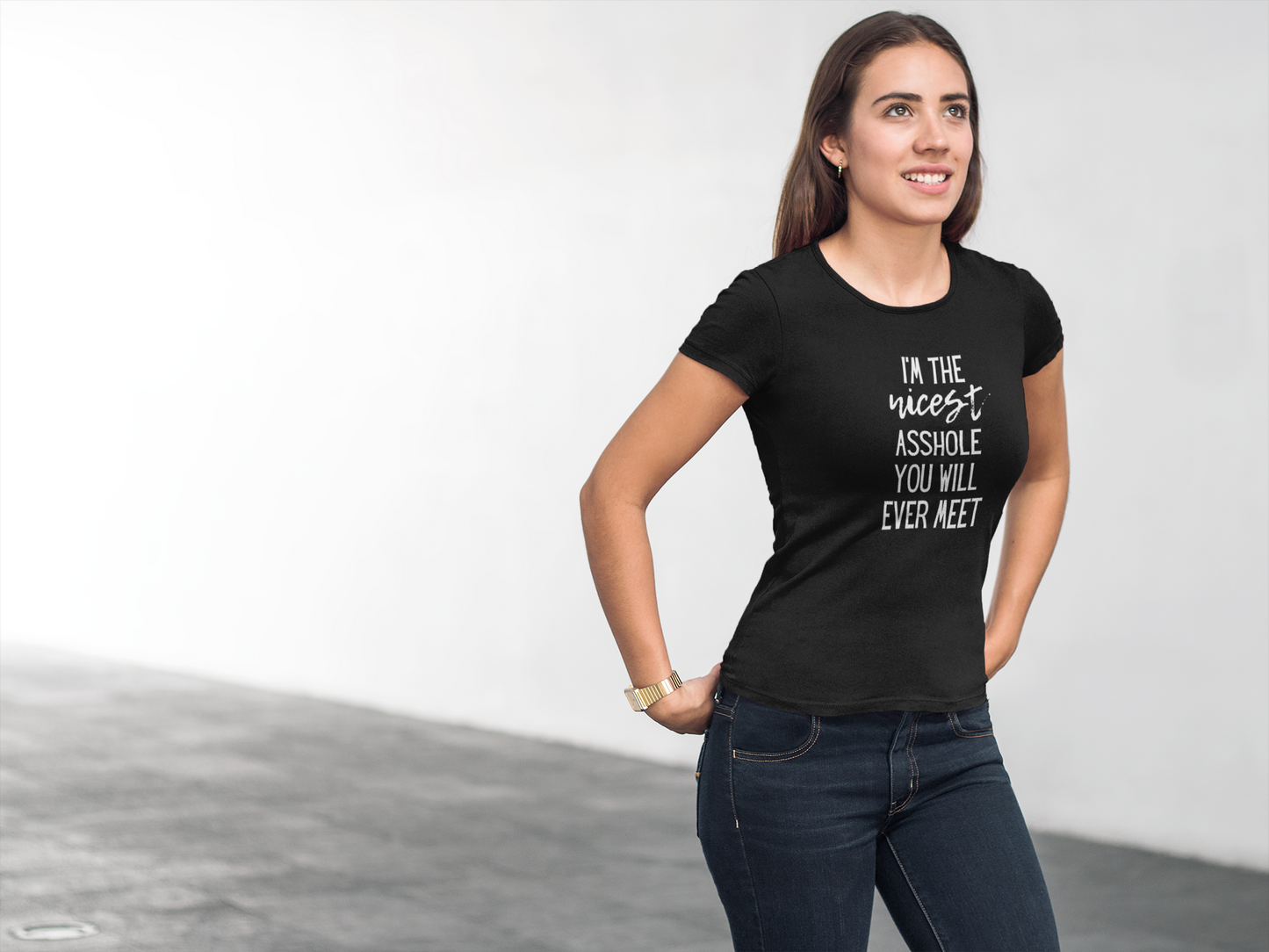 Women's I'm The Nicest Asshole You Will Ever Meet Black T-Shirt