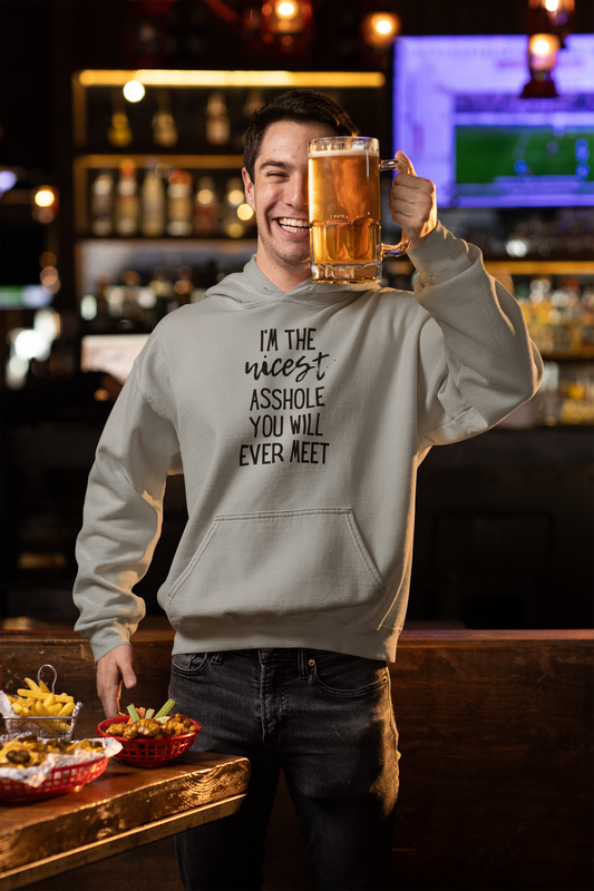 Men's I'm The Nicest Asshole You Will Ever Meet Grey Hoodie